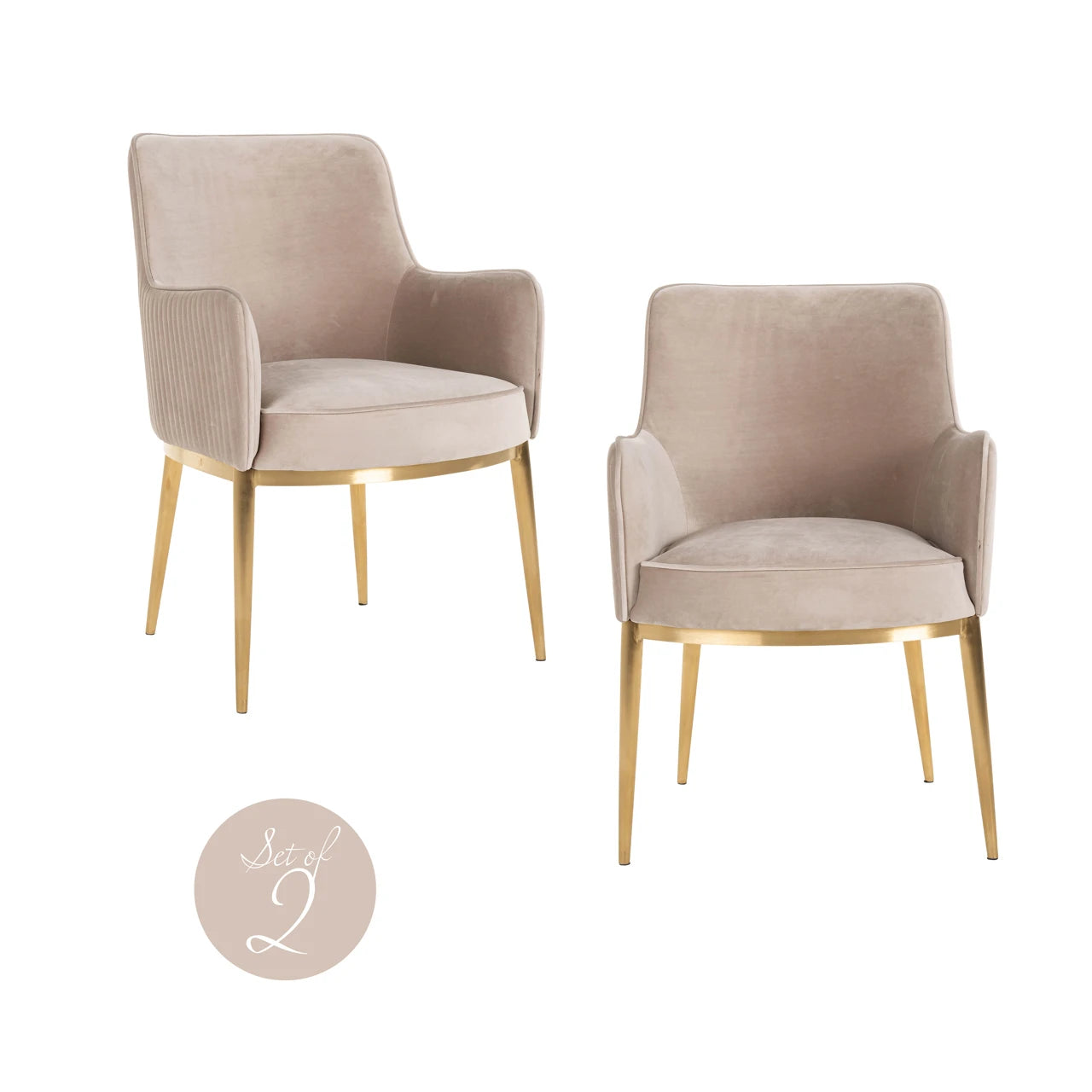 Spisestol Breeze khaki fløyel flammehemmende sett med 2 Richmond Interiors Spisestol