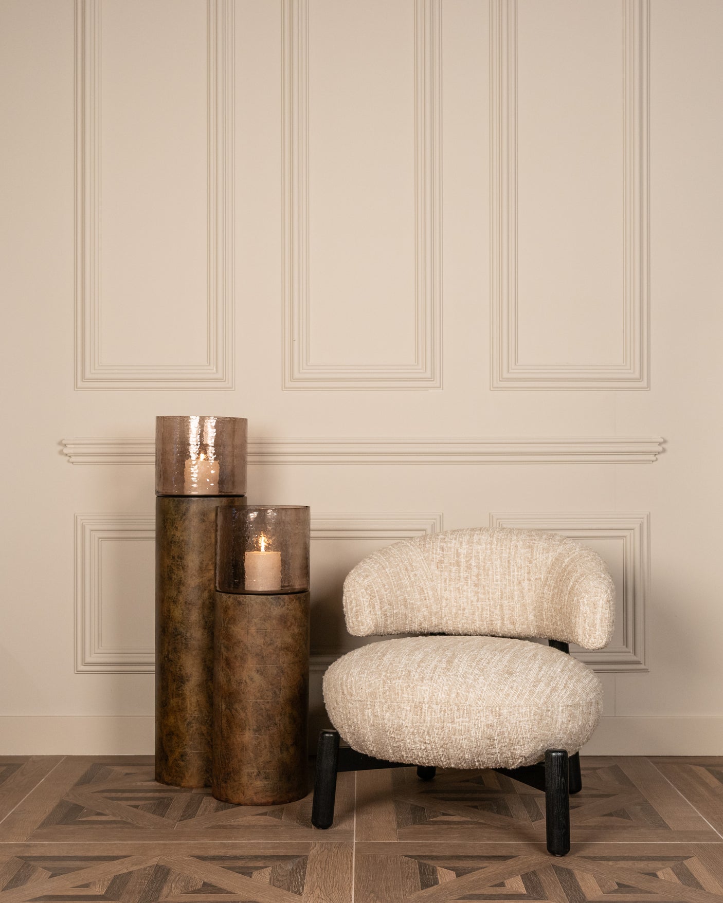 Lounge chair Ornella beige angora Richmond Interiors Lenestol