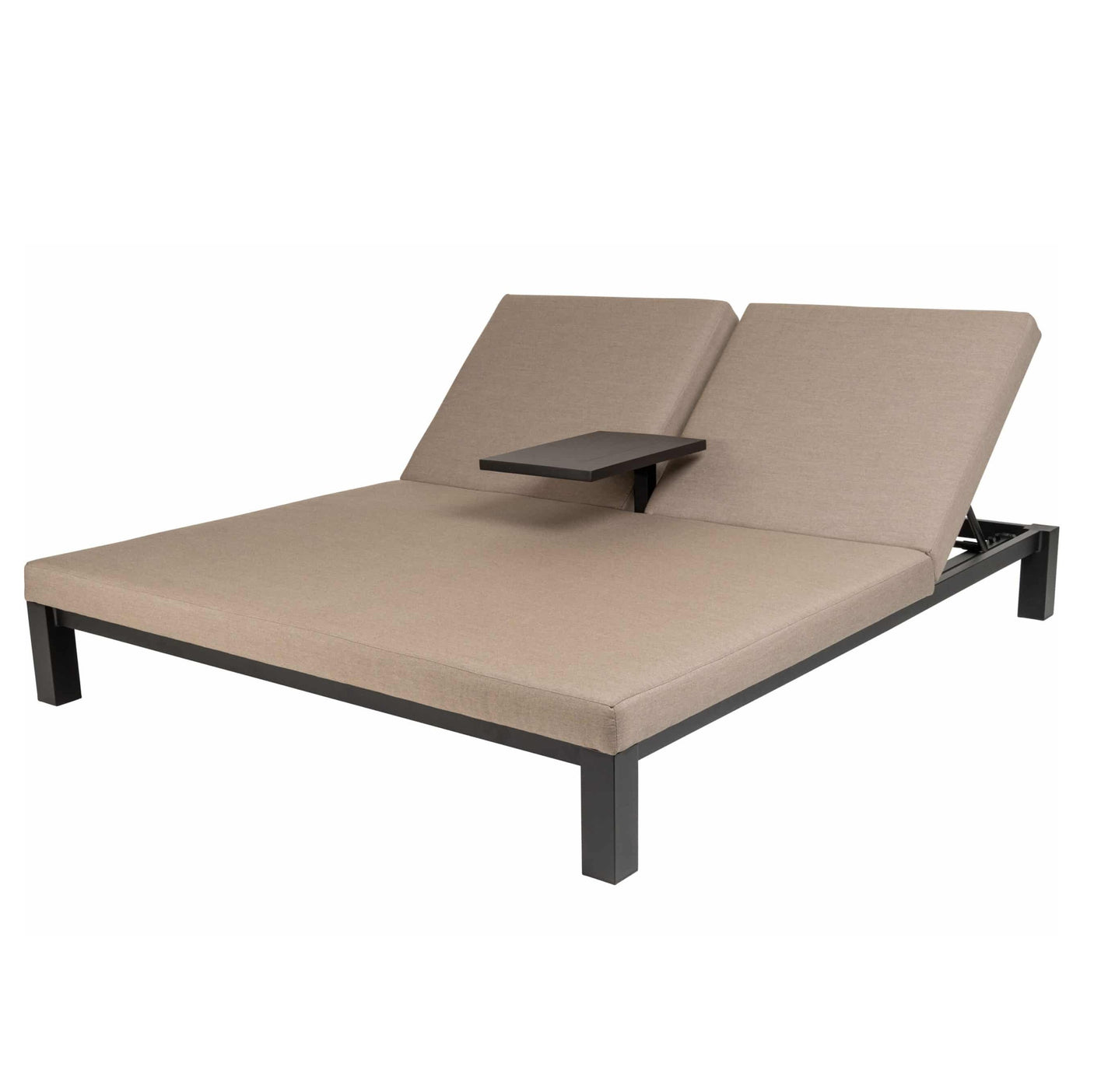Eva solseng dobbel m/bord – Sunbrella Taupe Chiné Hartman Solseng