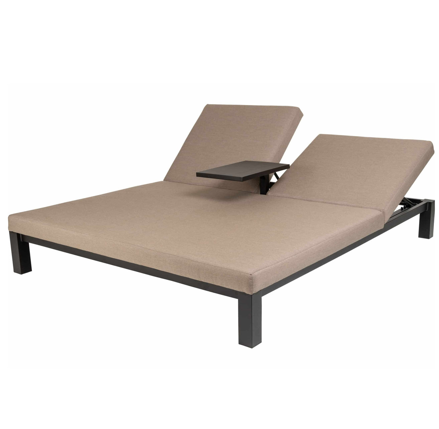 Eva solseng dobbel m/bord – Sunbrella Taupe Chiné Hartman Solseng
