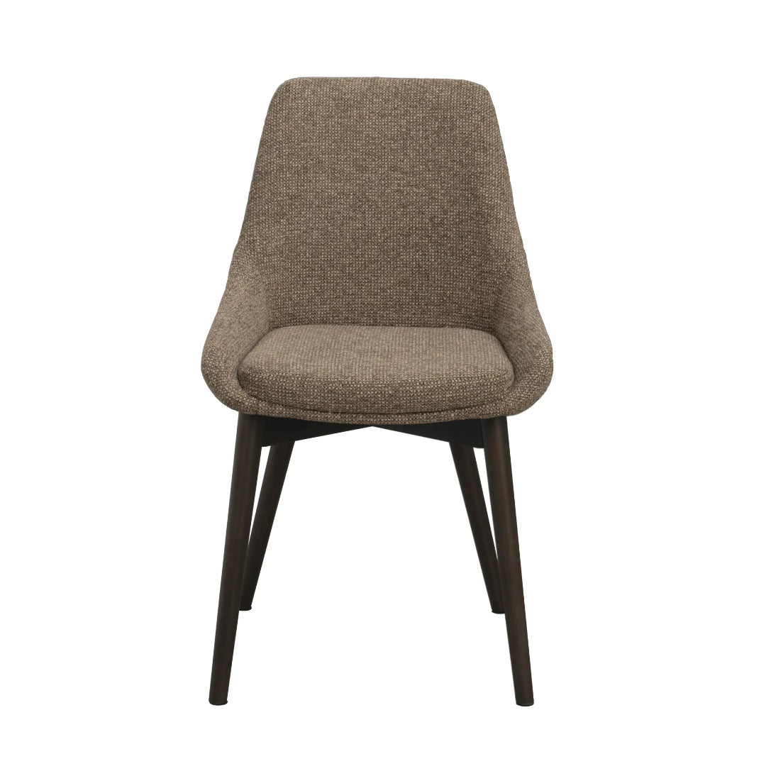 Denley stol mørk beige stoff/brune eikeben Rowico Spisestol