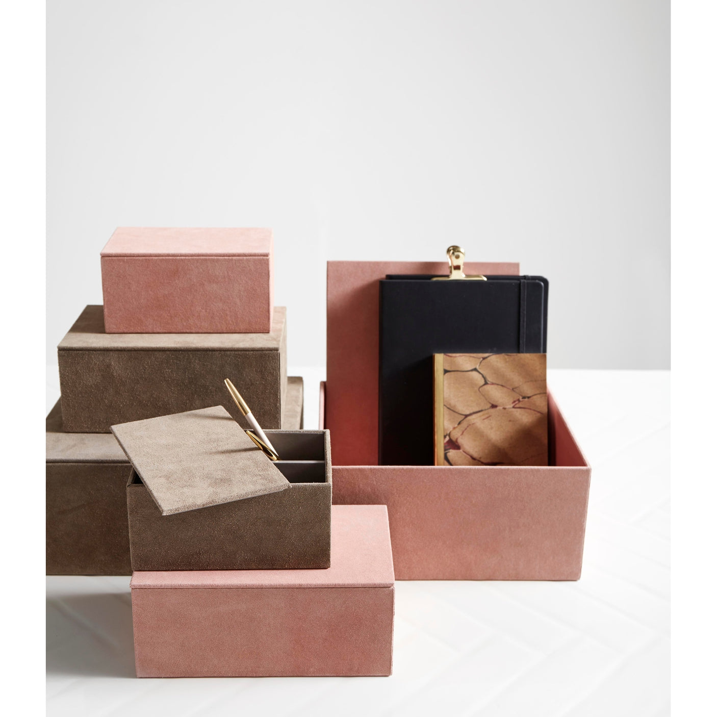 KASTELA oppbevaringsbokser i ruskinn - 3 stykker - 25x30 cm - rosa Nordal STORAGE