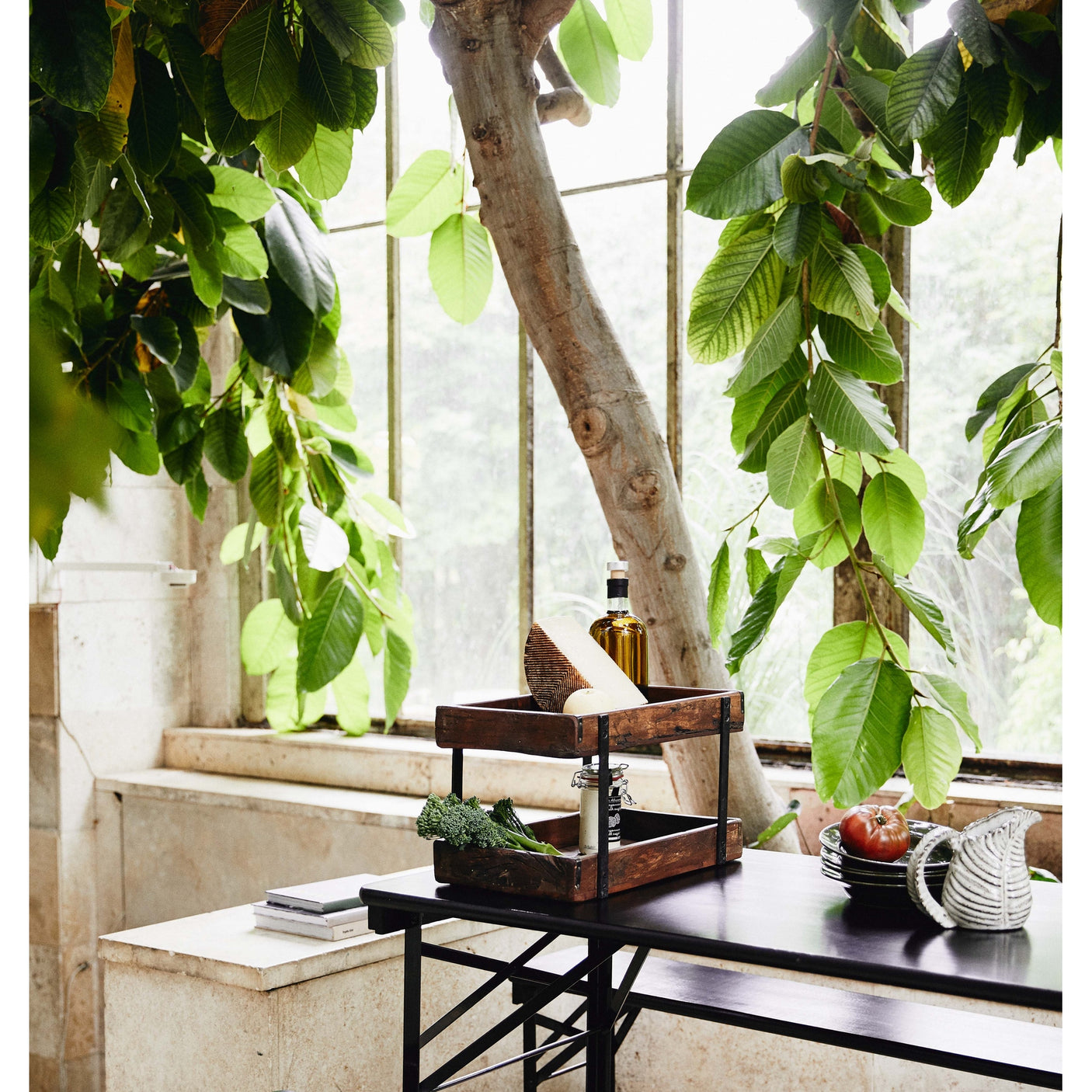 Hagepakke med bord og benk - 220x60 - sort Nordal TABLES