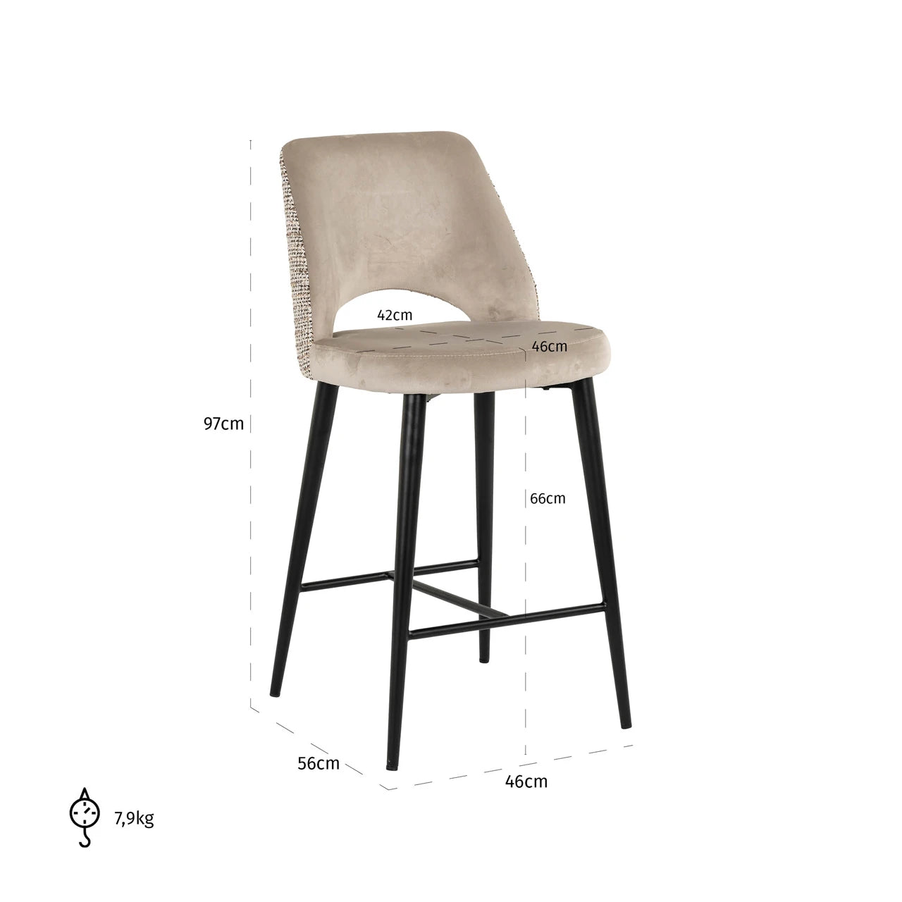 Counterstol Tabitha trendy natur brannhemmende Richmond Interiors Barstol