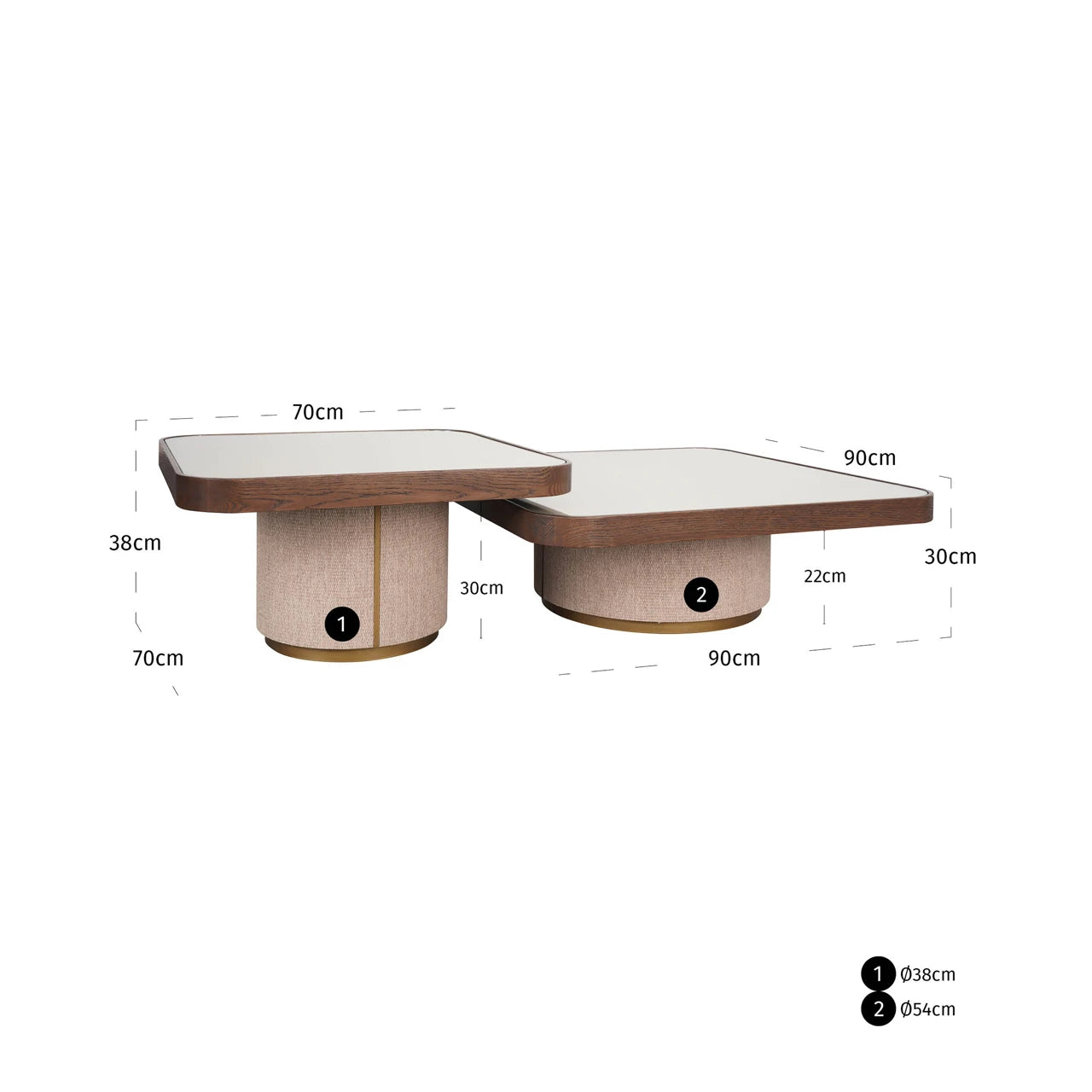 Salongbord Willox beige inkludert glass sett med 2 Richmond Interiors Sofabord