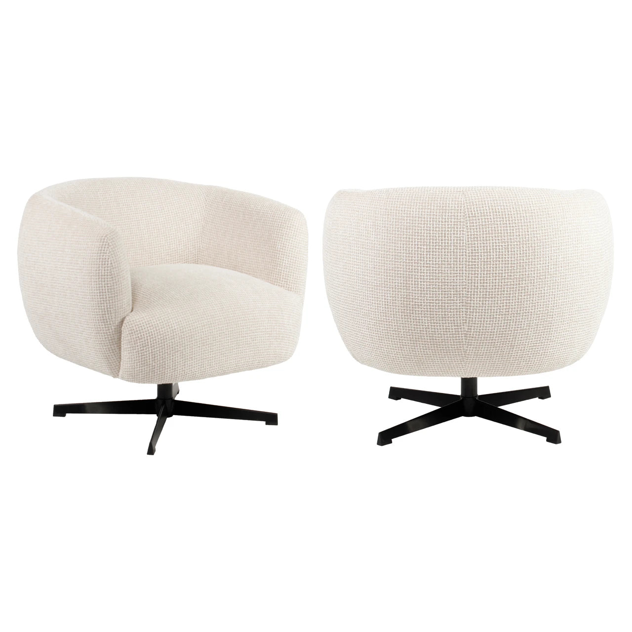 Lounge chair Estelle beige blockweave svingbar Richmond Interiors Lenestol