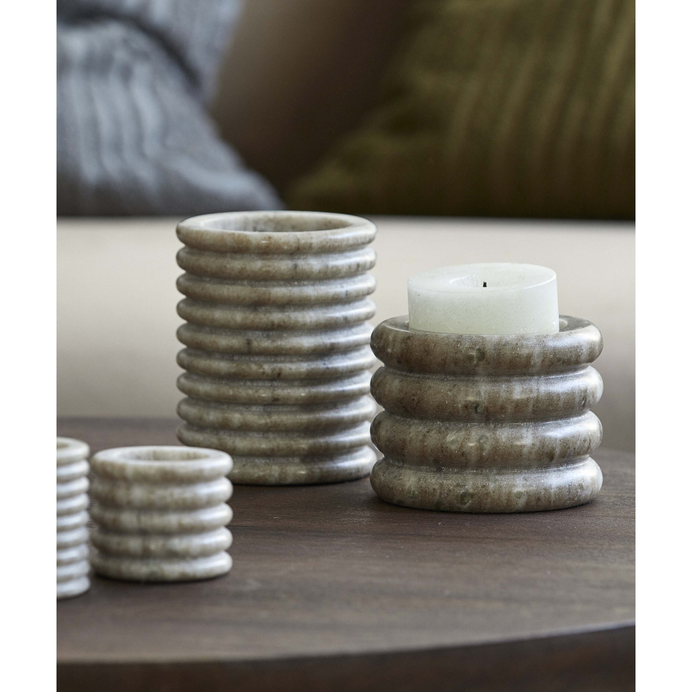 OTOK lysestaker i marmor - x-large - h12 cm - lysbrun Nordal CANDLEHOLD