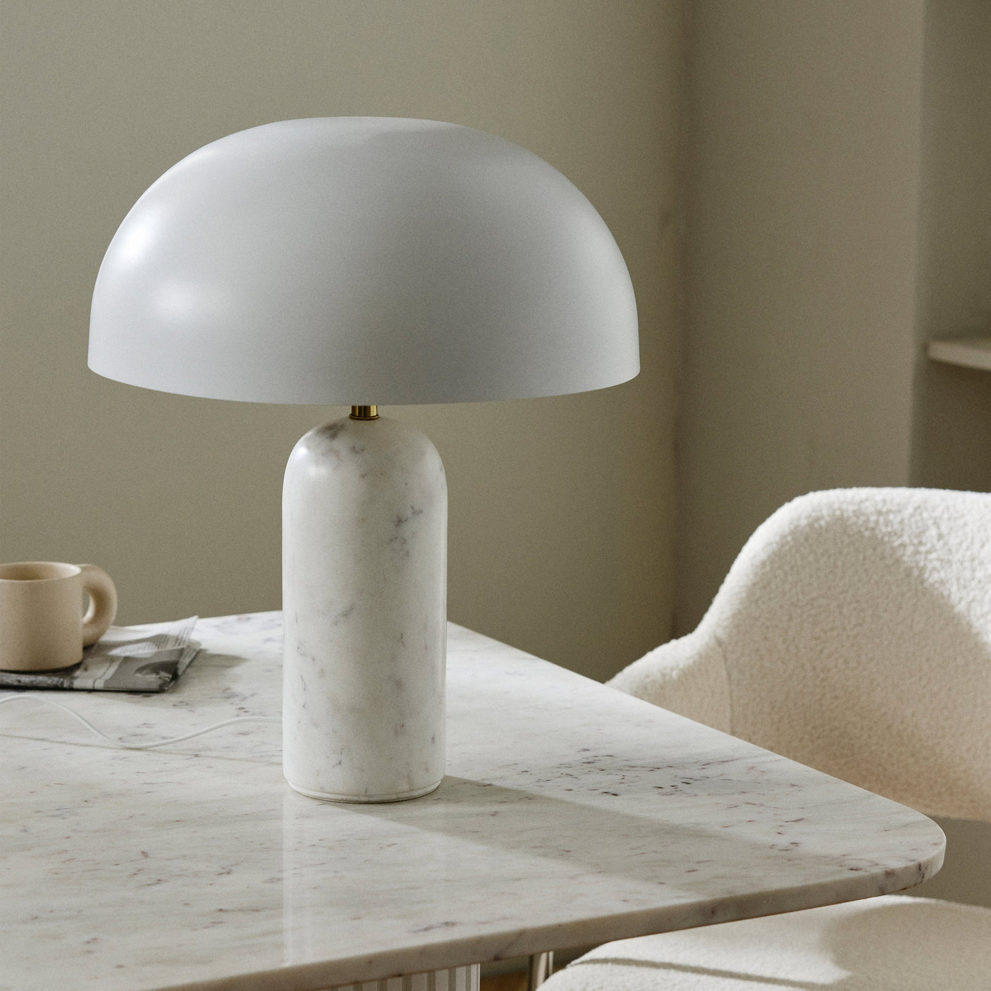 ATLAS-bordlampe i marmor og metall - h49 cm - hvit Nordal STAND LAMP