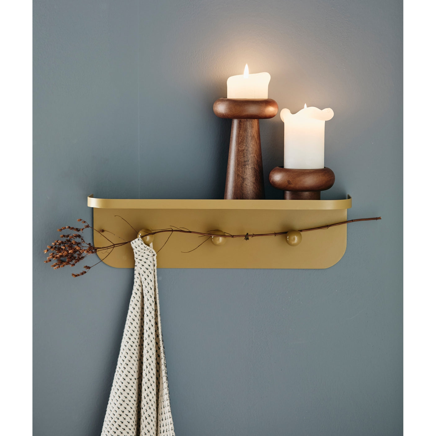 TURDA hylle med knaker - grønt Nordal SHELVES