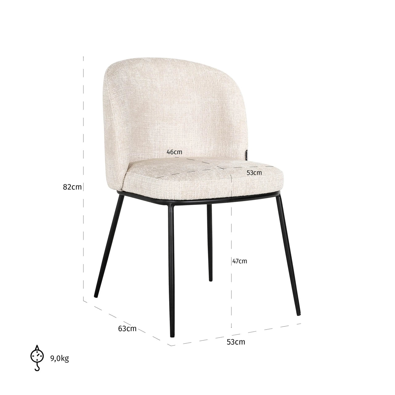 Spisestol Elvi niagara beige flammehemmende sett med 2 Richmond Interiors Spisestol