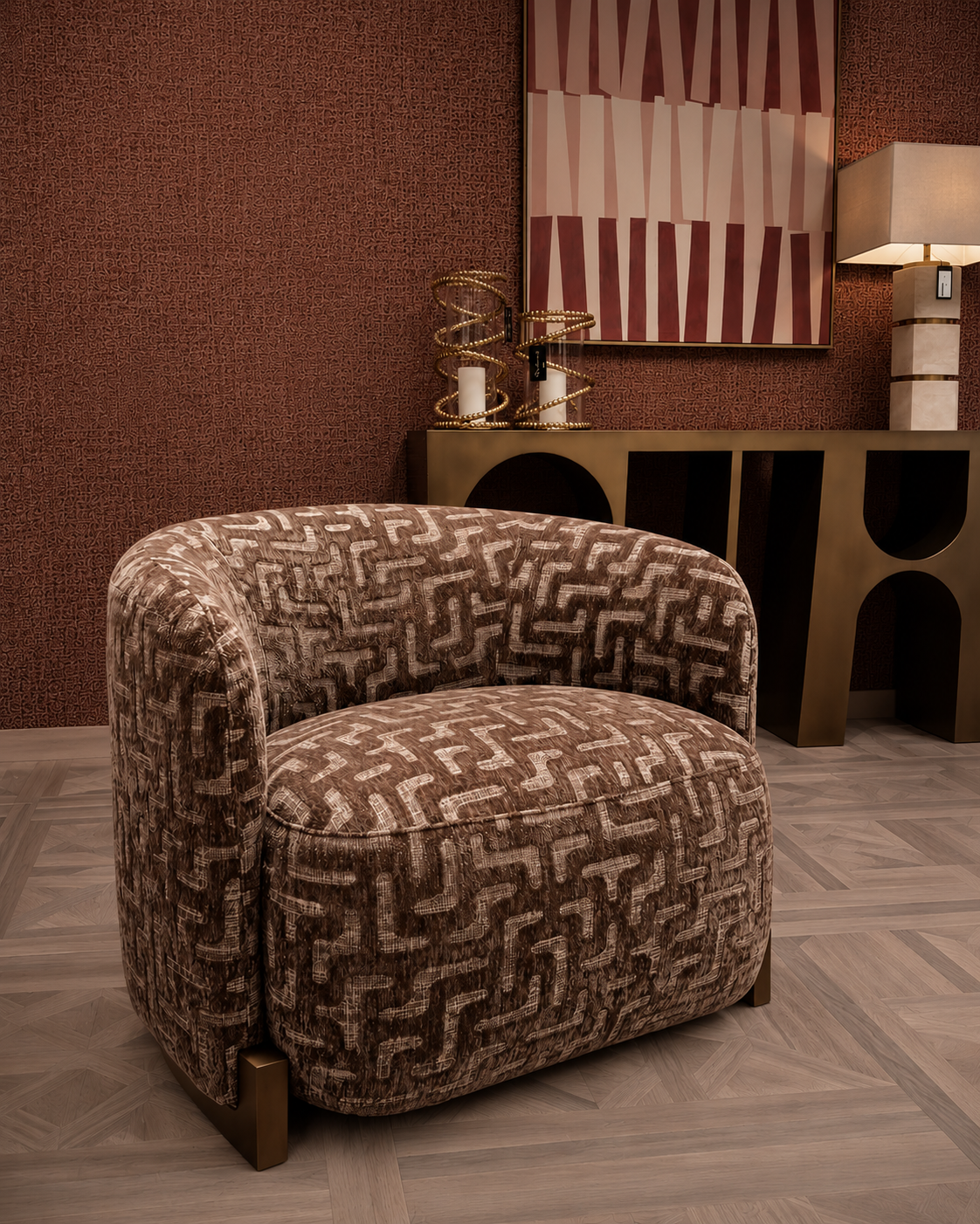 Lenestol Hannah brun labyrint Richmond Interiors Lenestol