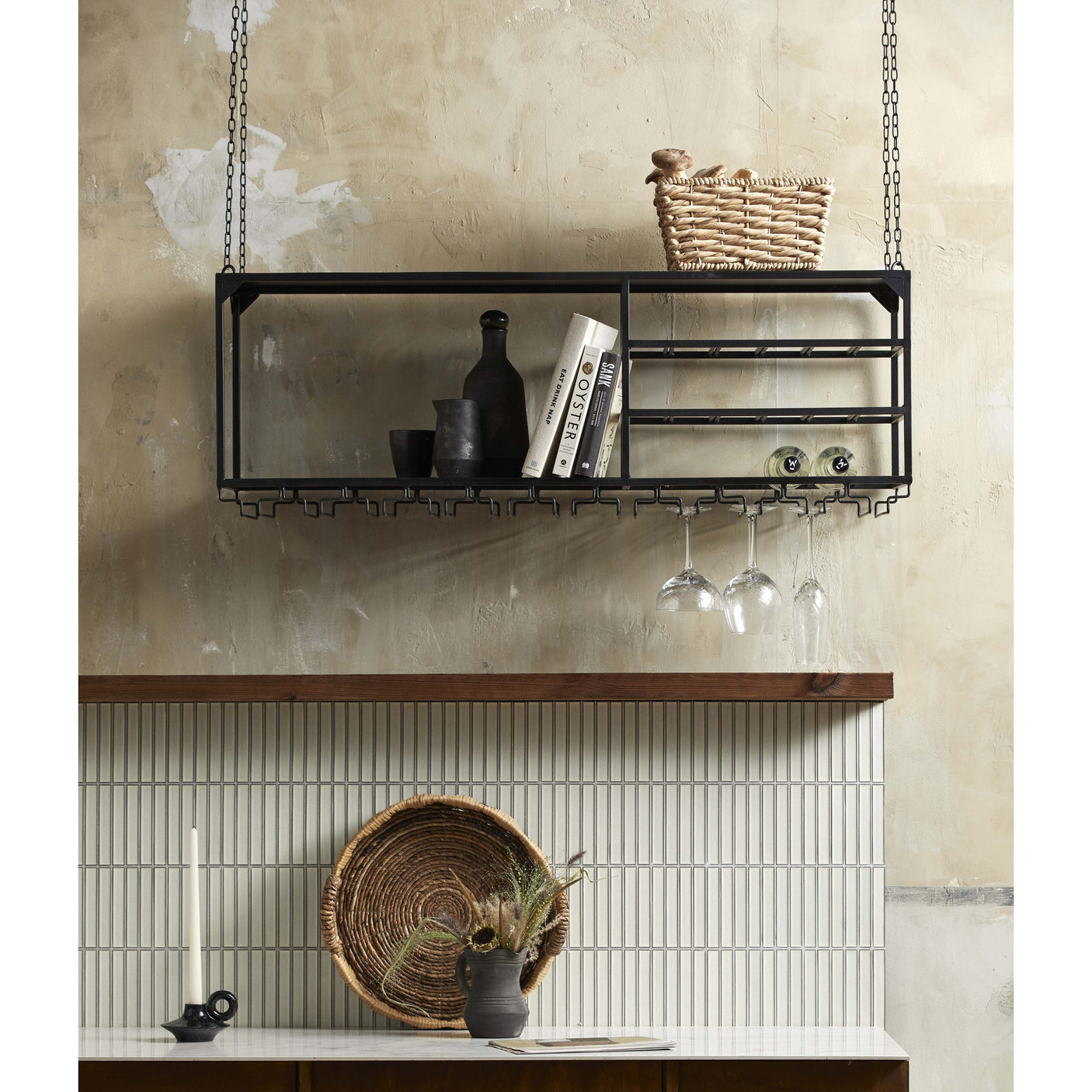LOFT kjøkkenhylle i jern t/heng - 120x30 cm - sort Nordal SHELVES