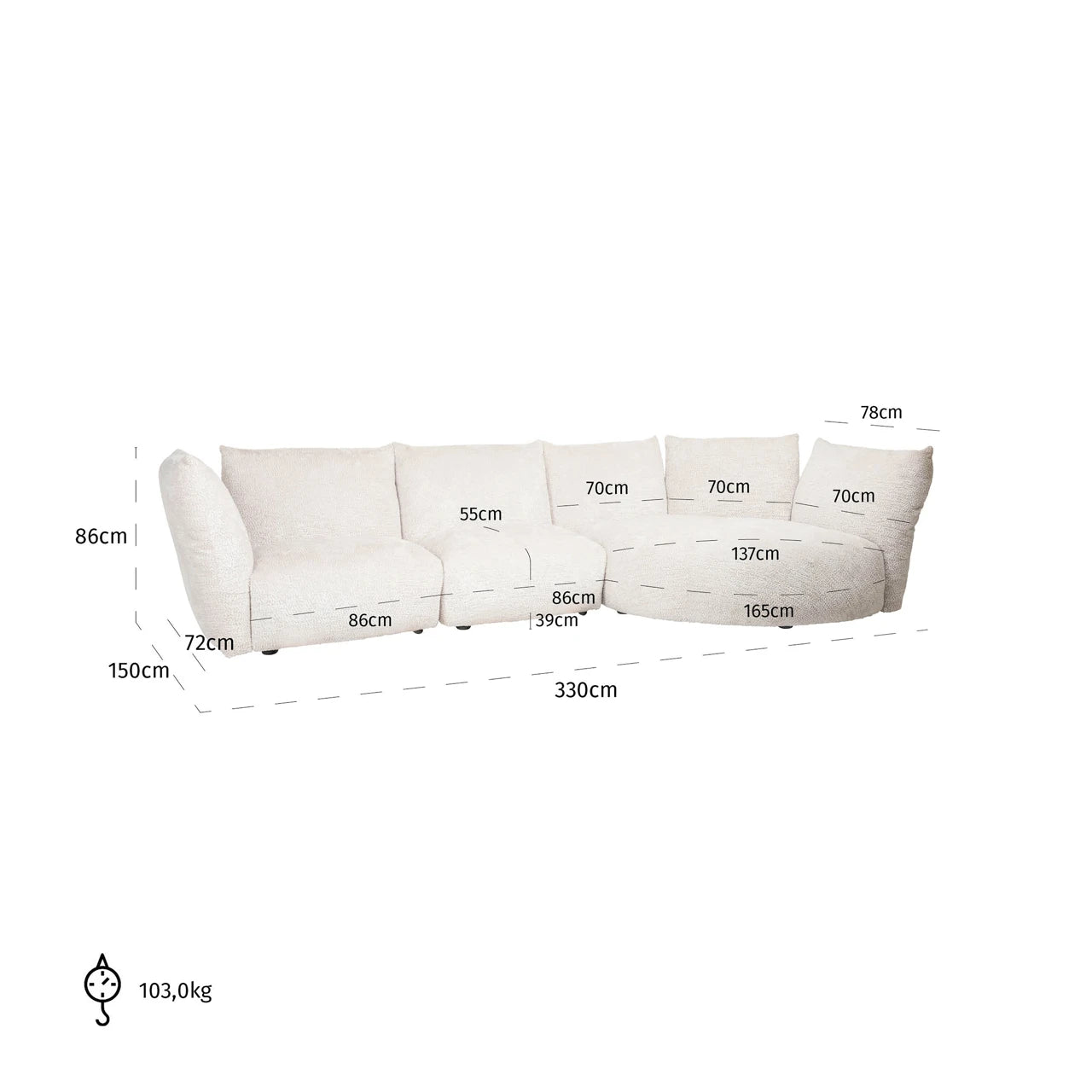 Sofa Loyd deilig krem Richmond Interiors Sofa