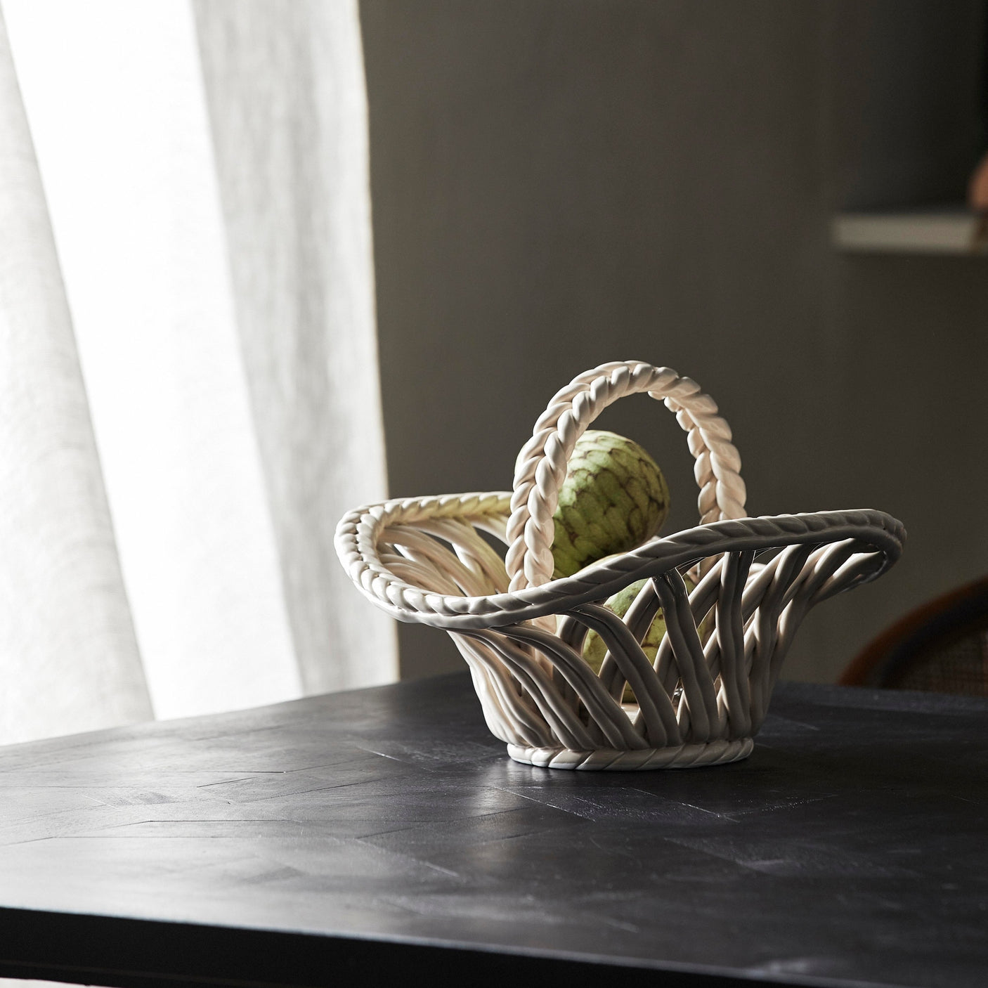 POEL keramisk kurv - 27x29 cm - beige Nordal DECO ITEMS