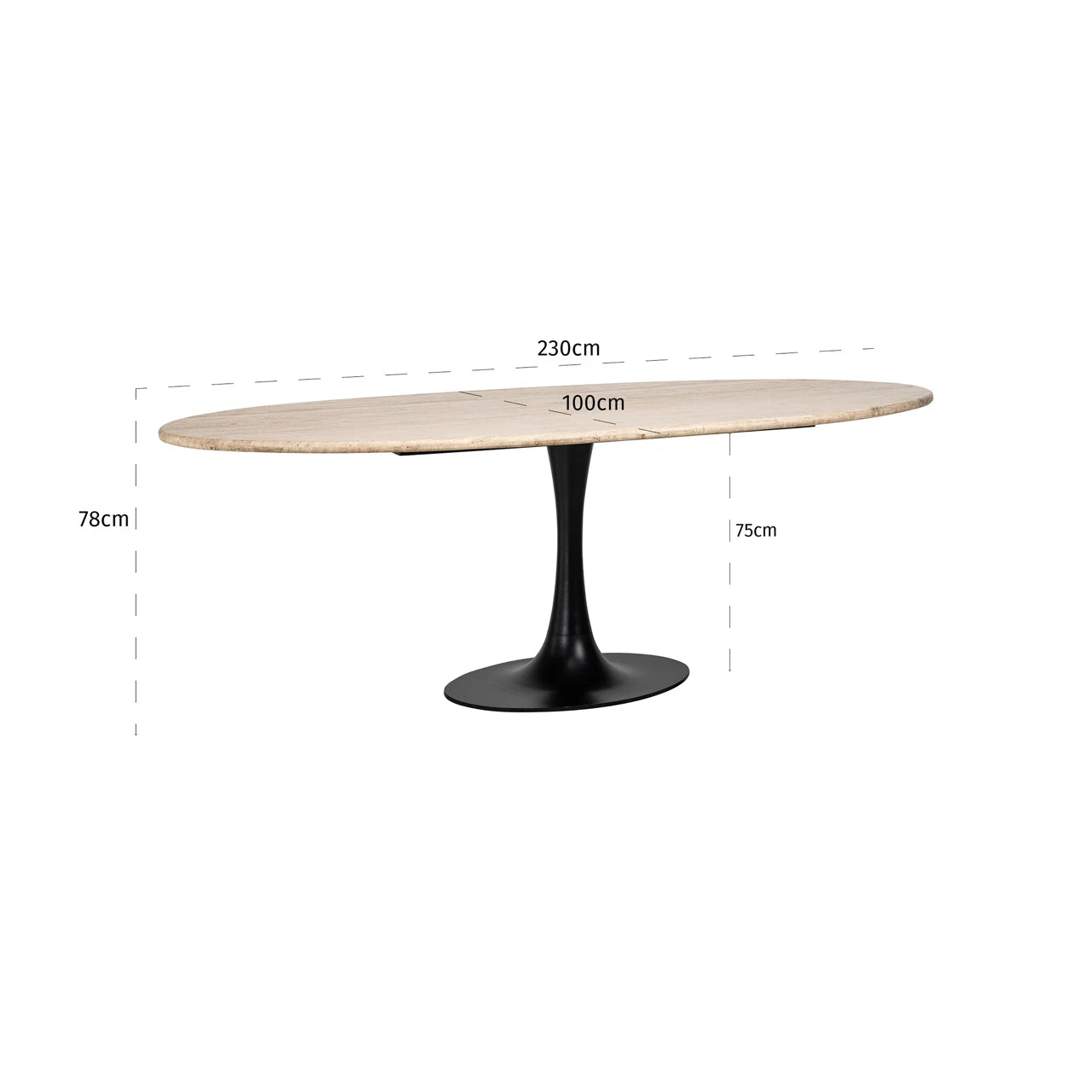 Spisebord Hampton svart oval 230 Richmond Interiors Spisebord