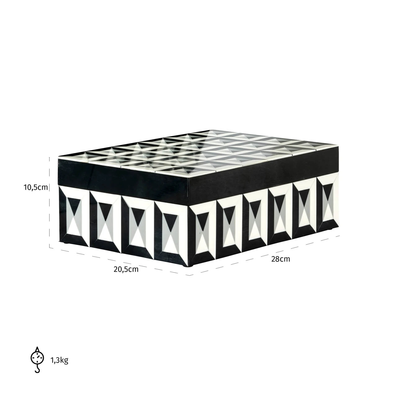 Oppbevaringsboks Licia svart/hvit stor Richmond Interiors Oppbevaring