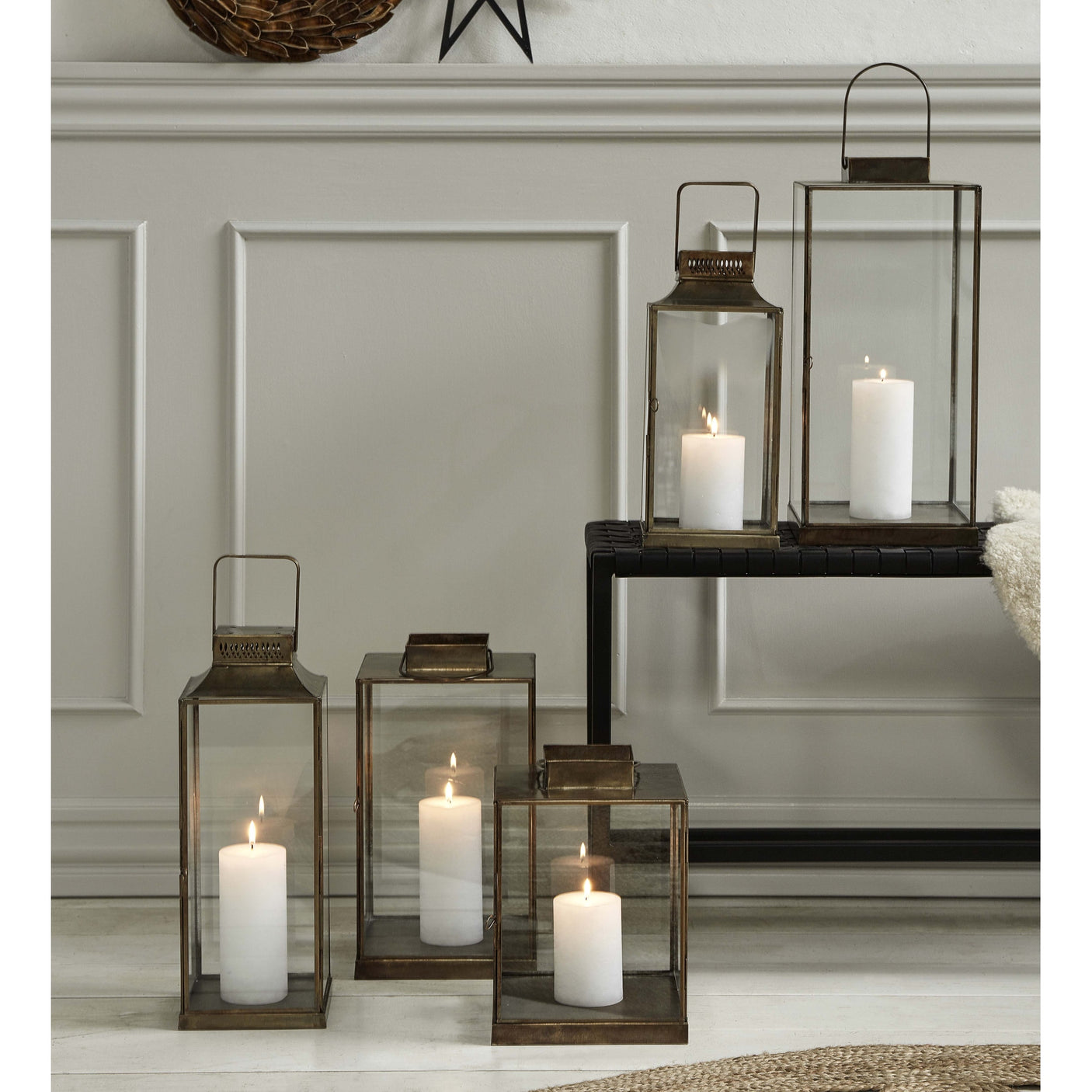 ANTIQUE lamper av jern - h42 cm - gull finish Nordal LANTERNER