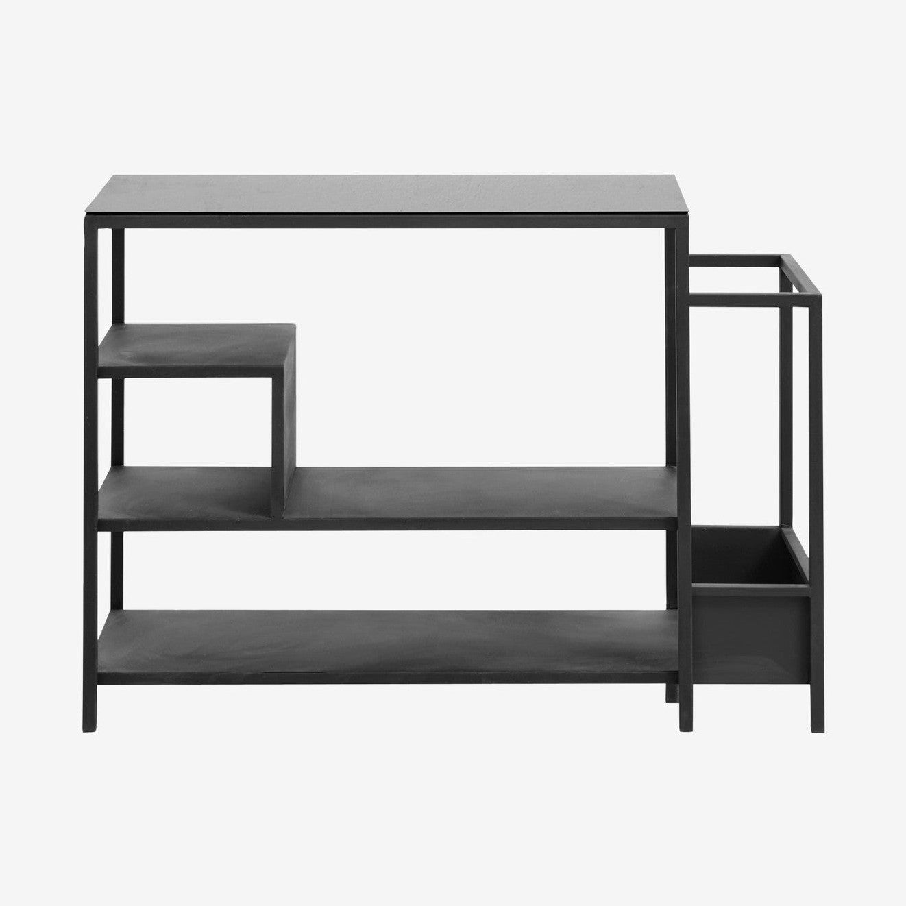 Skoreol i jern med glassbord - 59x85 cm - sort Nordal SHELVES