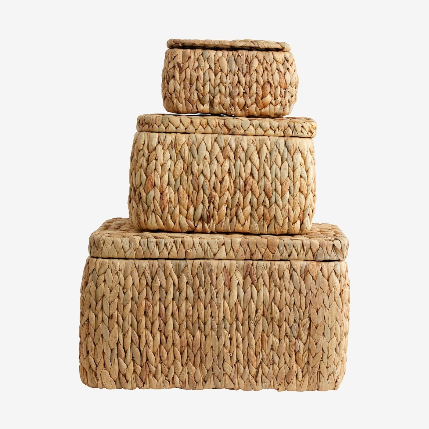 OSA flenskurv med lokk - 3 stykker - natur Nordal STORAGE