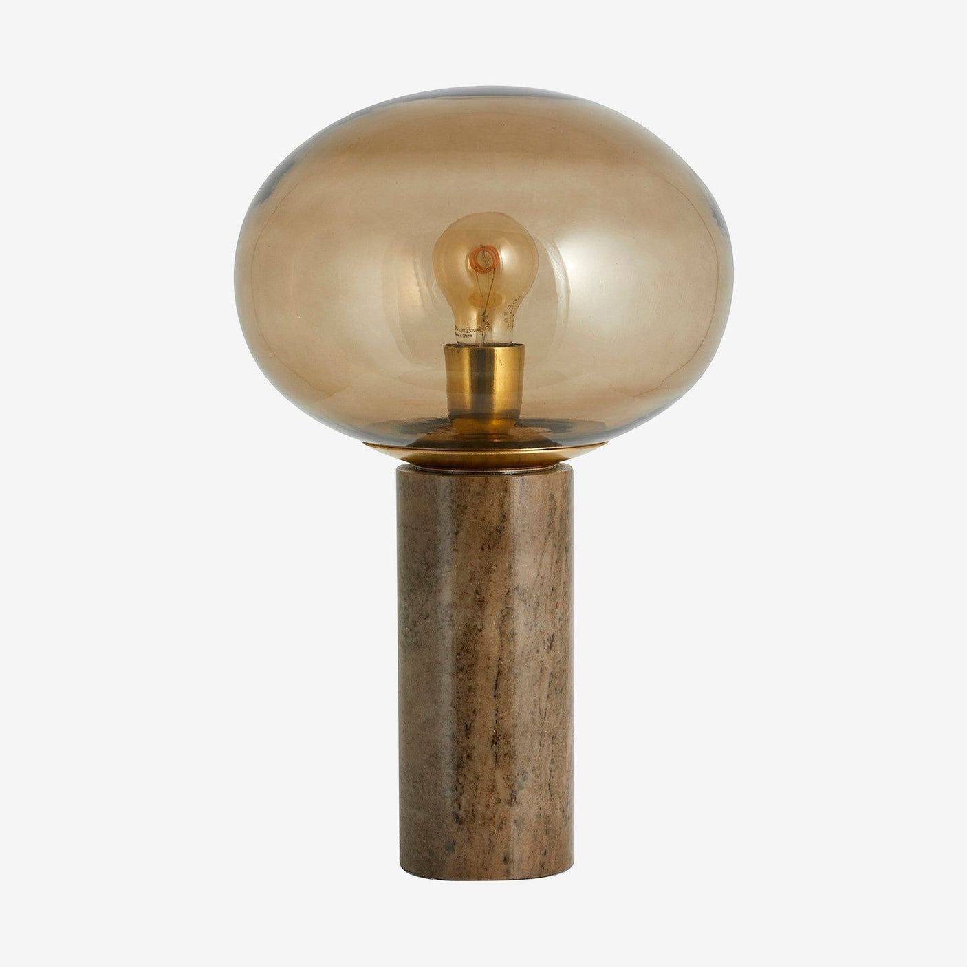 BES-bordlampe i marmor med glass - h45 cm - røykfarget/brunt Nordal STAND LAMP