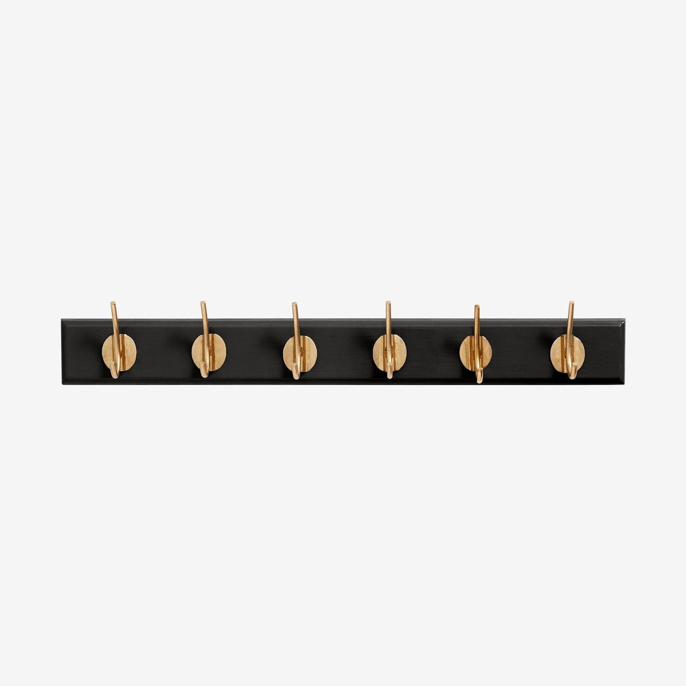 EDGY knagerække i tre med 6 brass knager - 60 cm - sort Nordal COAT RACKS