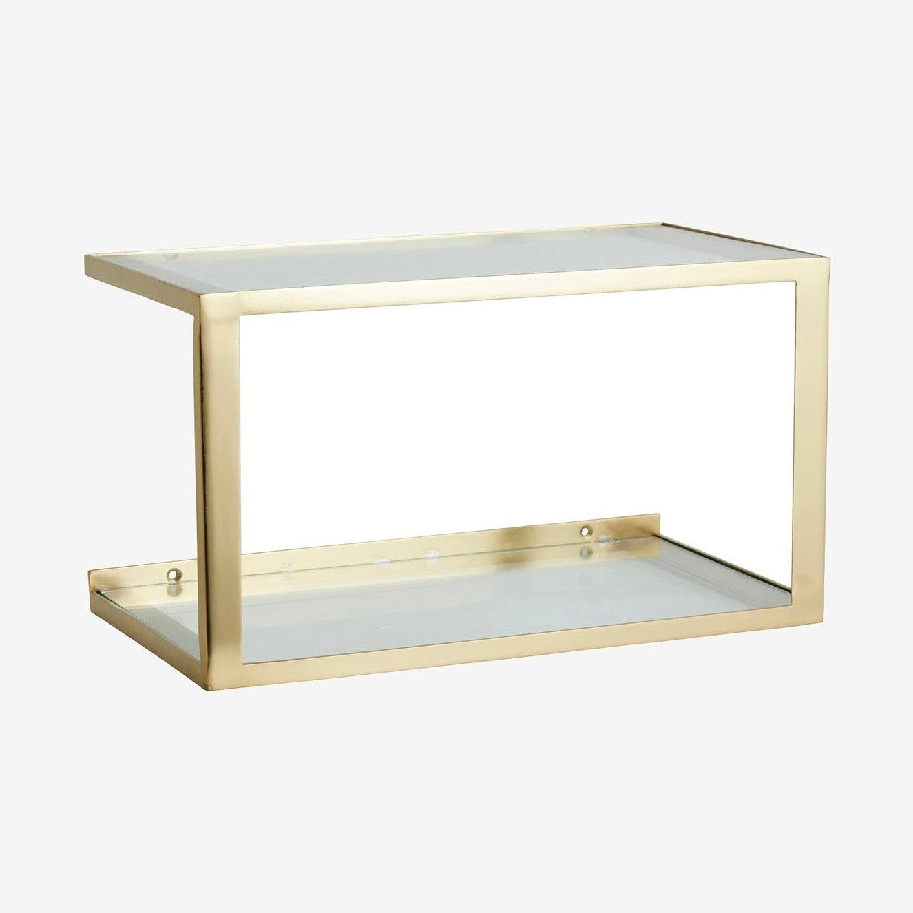 NERA-hylle/sengbord i metall med glass - 36x20 cm - gullfinish Nordal SHELVES