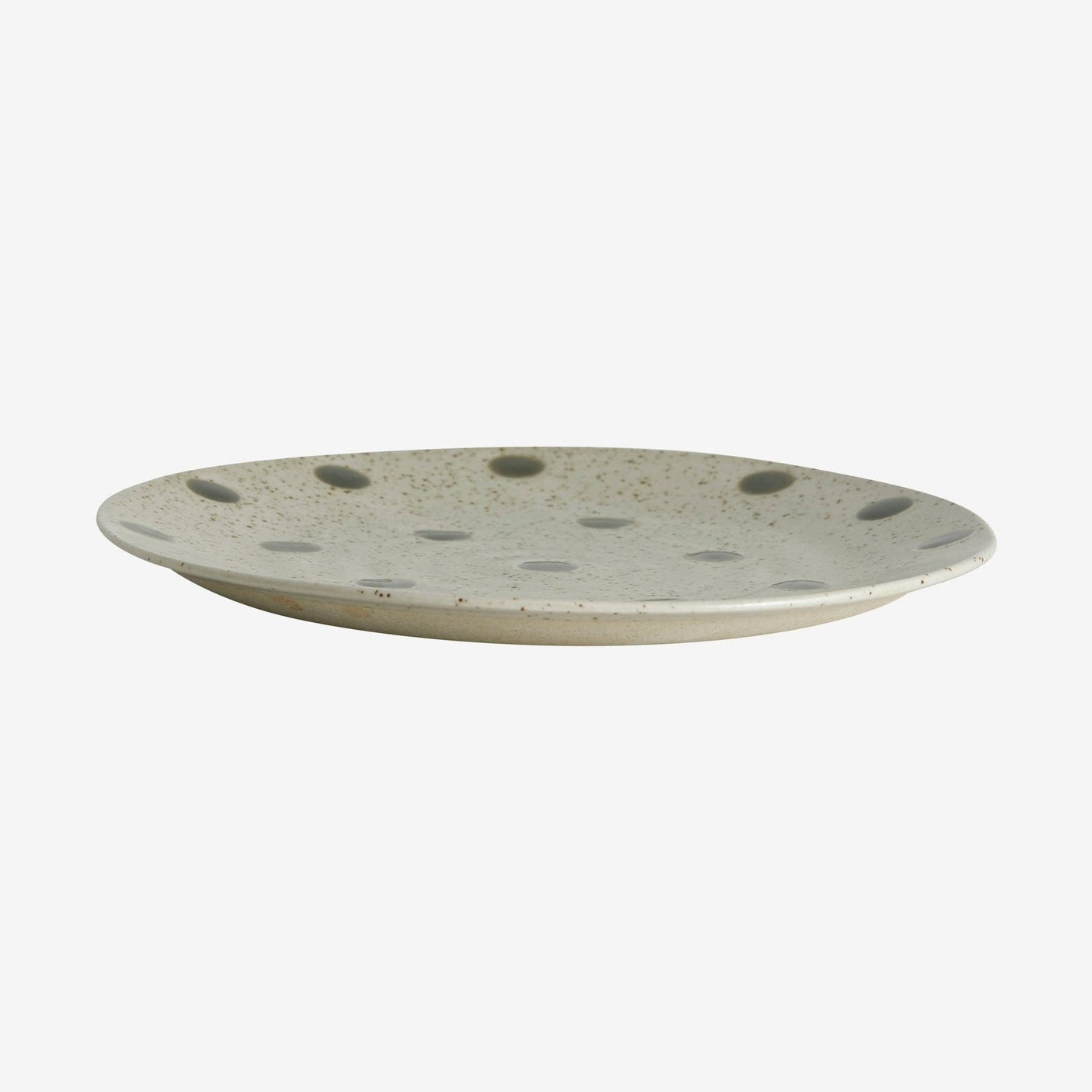 GRAINY Lunsjplaten i keramikk - ø21 cm - sand/grønn Nordal TABLEWARE