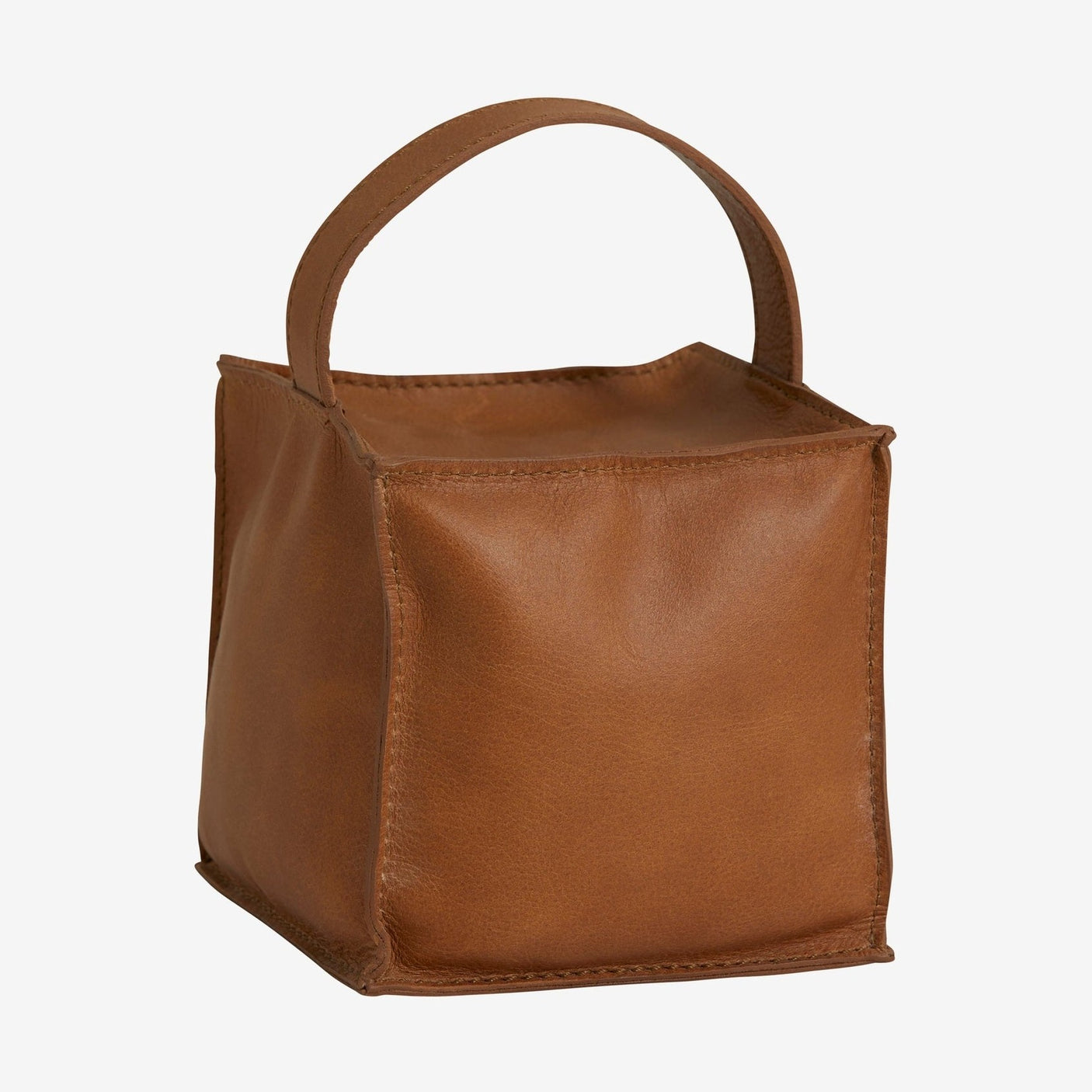 COOK dørstopper i skinn med hank - 12x12 cm - brun Nordal DECO ITEMS