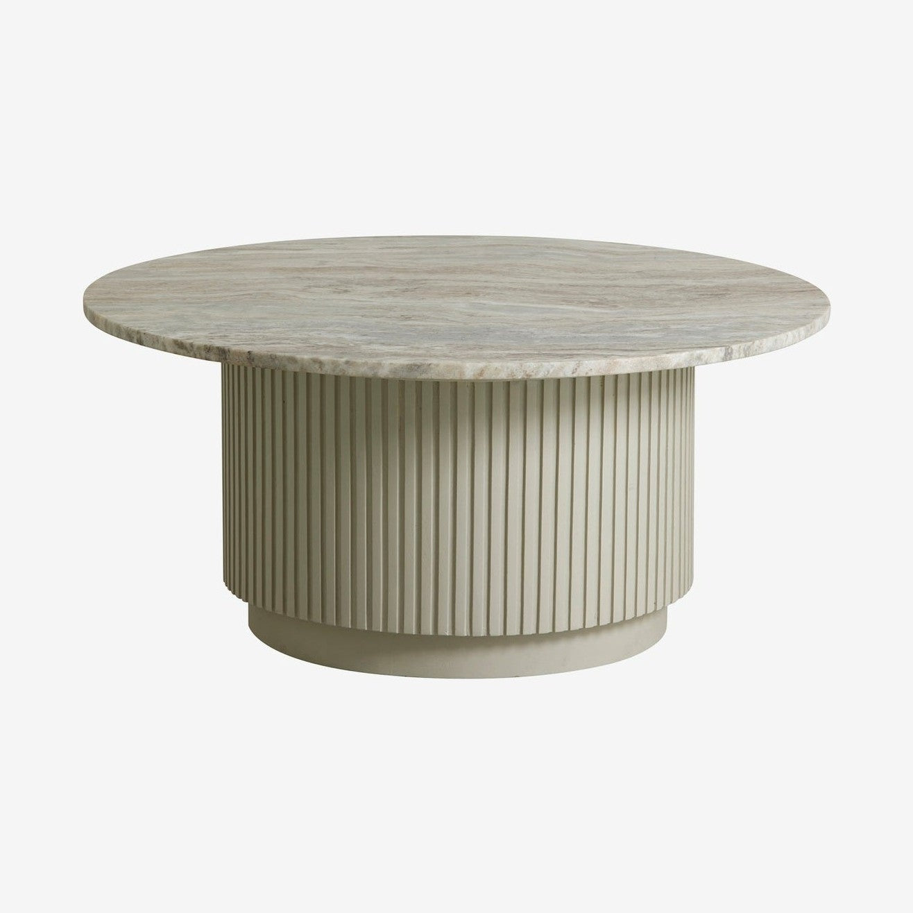 ERIE rundt sofabord i tre og marmor - ø90 cm - rå hvit, brun, beige Nordal TABLES