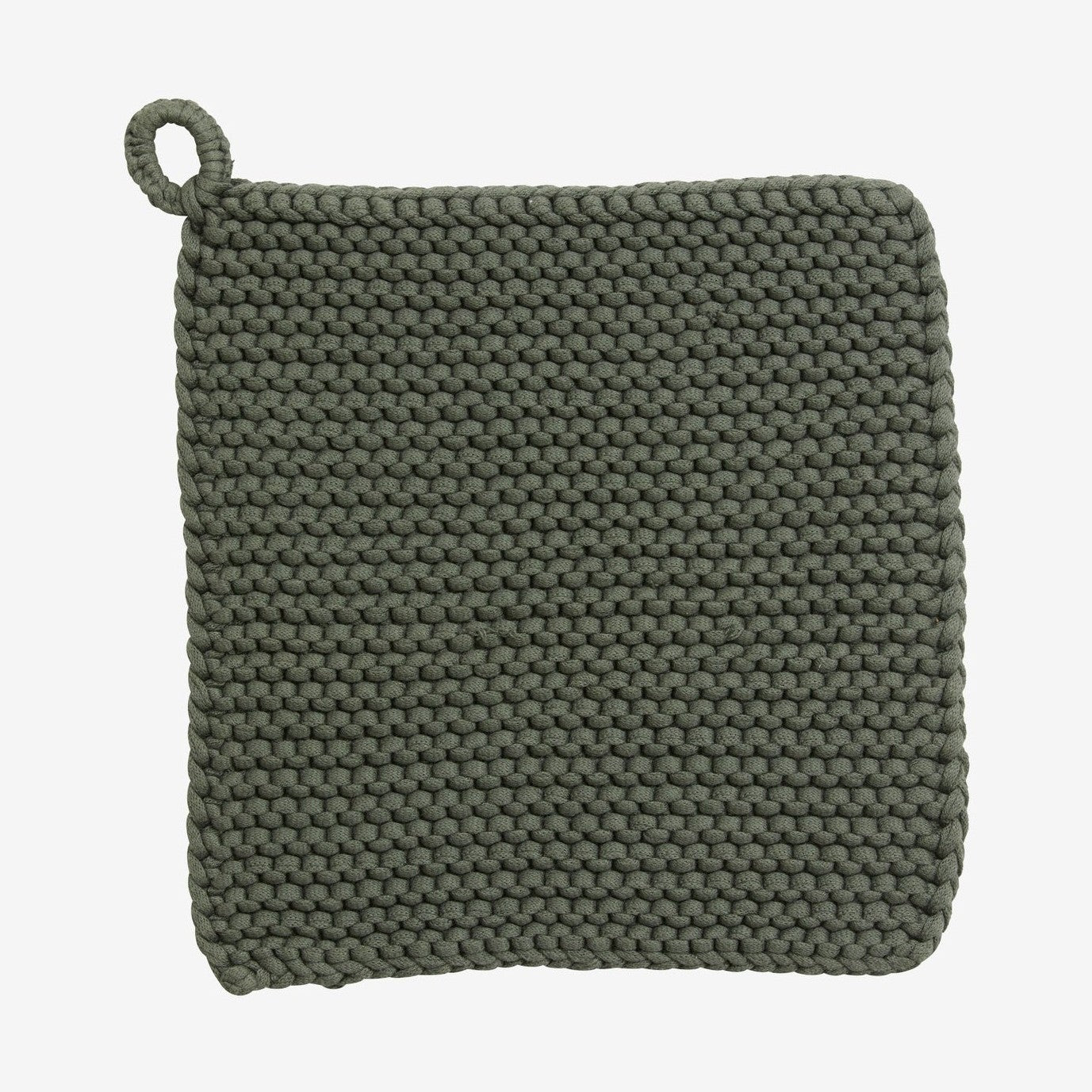 MIRA knittet pottelap i bomull - 1 stk - army Nordal KITCHENTEX