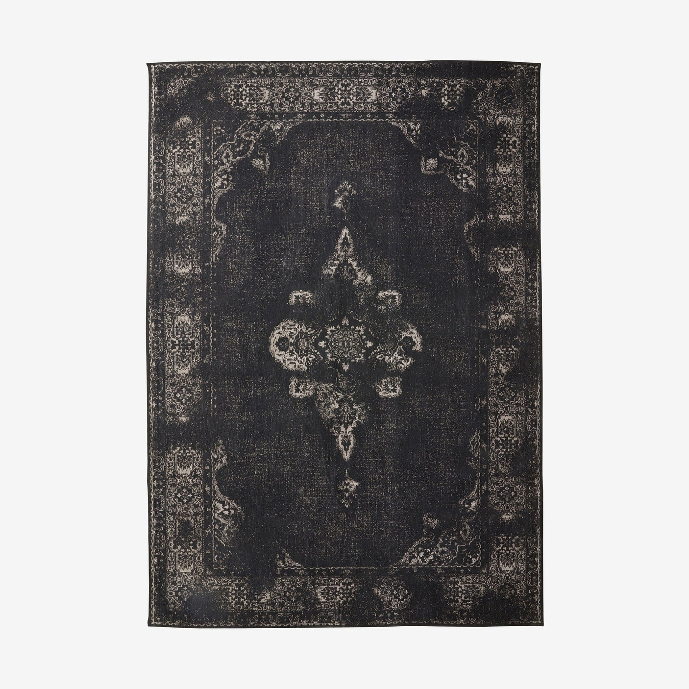 GRAND vevd bomullsmatte, 200x290 - mørkgrå/sort Nordal CARPETS