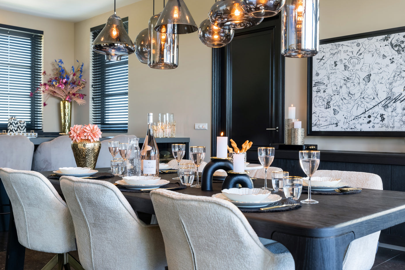 Spisestuestol Aline hvit chenille, svingbar, Richmond Interiors Spisestol