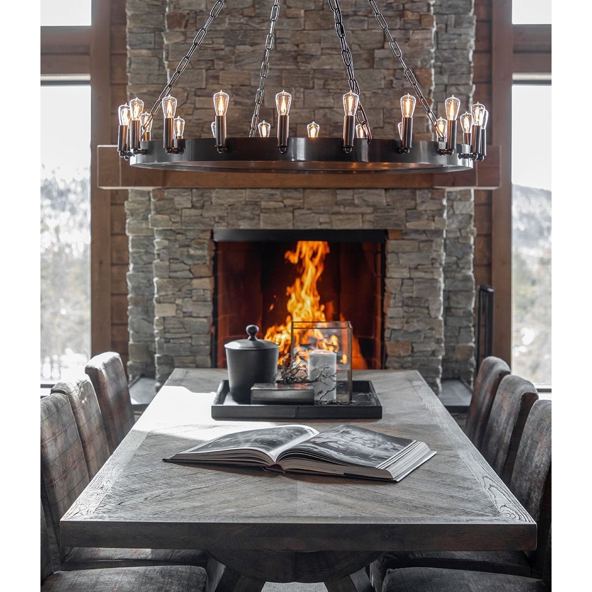 Crown Taklampe Antique iron Artwood Taklampe