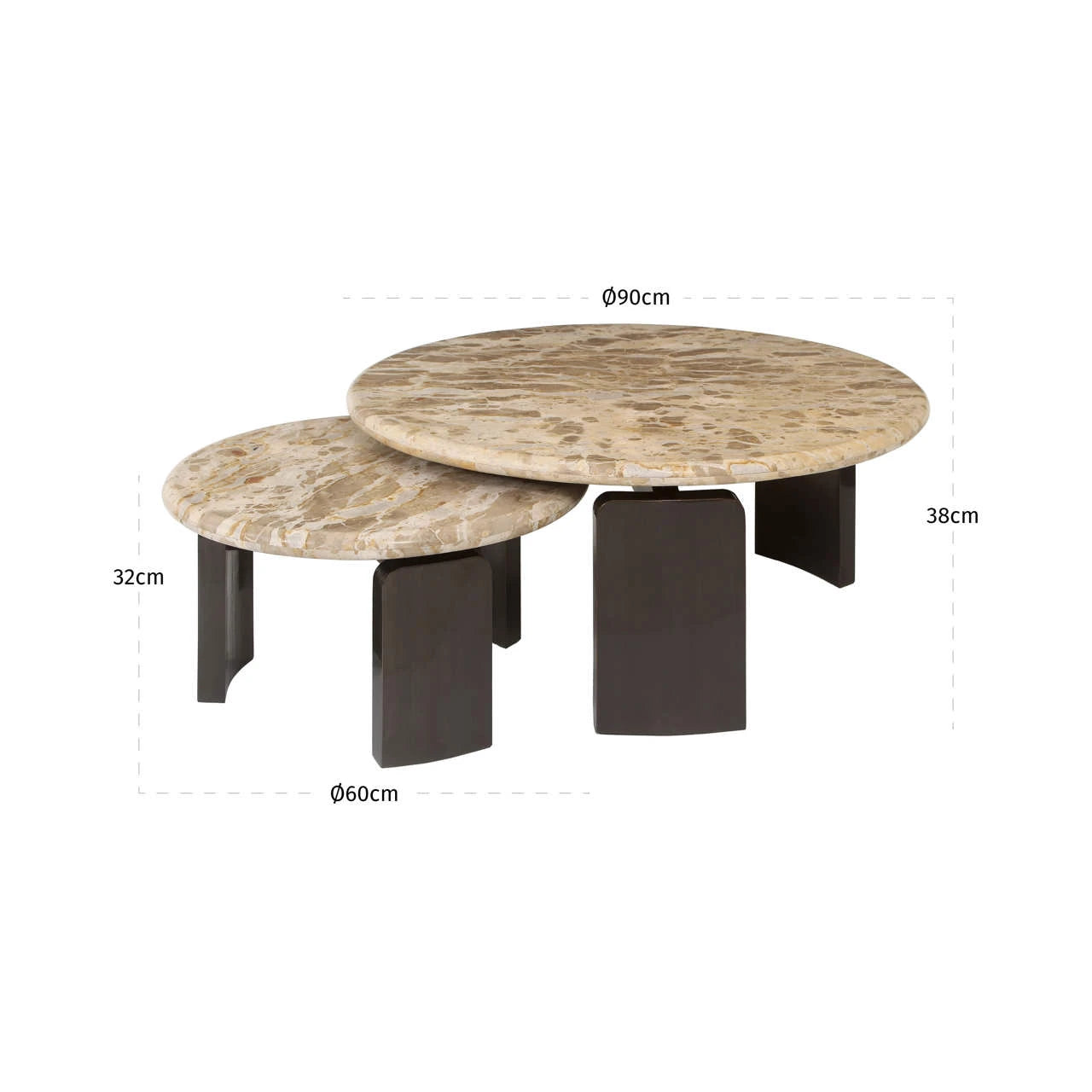 Salongbord Bayonne bronse sett med 2 Richmond Interiors Sofabord