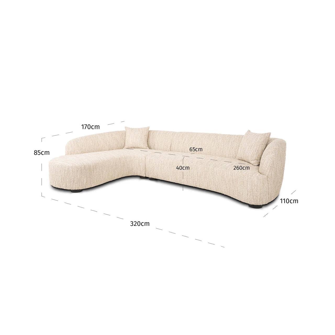 Sofa Pandora beige angora lounge left Richmond Interiors Sofa