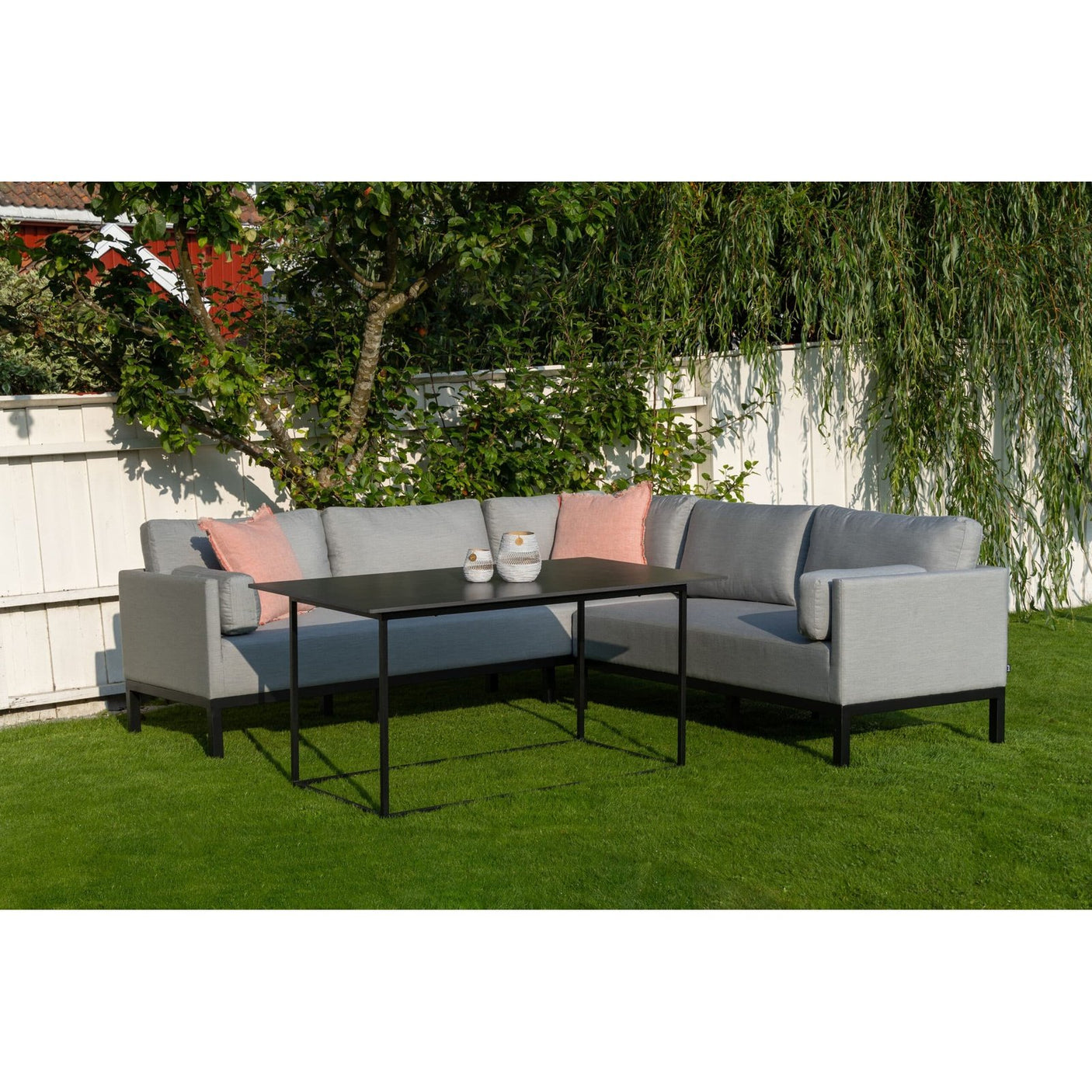 Evie spisevinkel sofa - Sunbrella lead chiné Hartman Sofa
