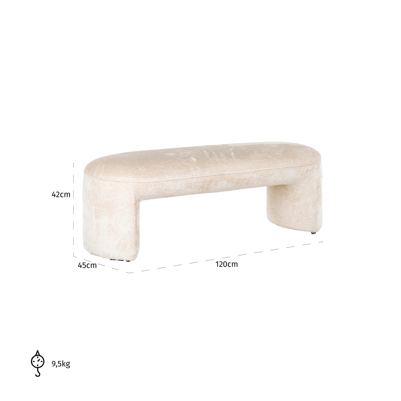 Benk Fargo hvit chenille Richmond Interiors Benk