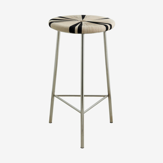 MORICE skammel med jutefett, høy - svart/råhvitt Nordal STOOLS