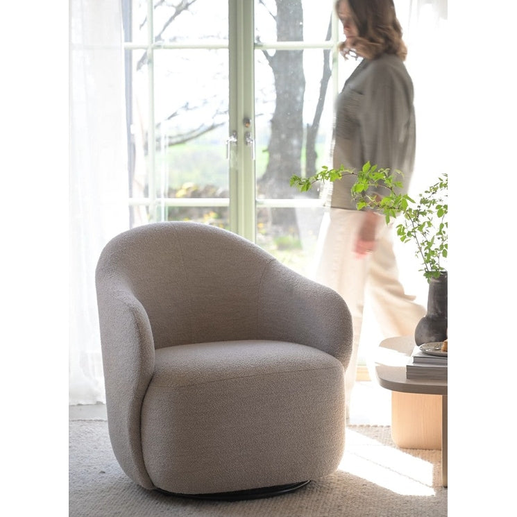 Chapeltown lounge chair light beige fabric swivel Rowico Lenestol