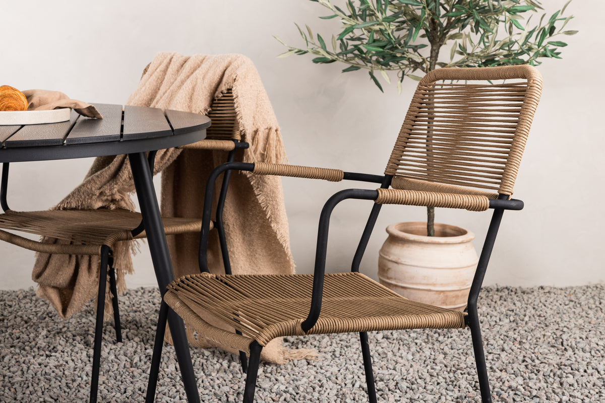 Pause Spisebord Rundt 120ø + Lindos Lenestol Venture Design Spisegruppe