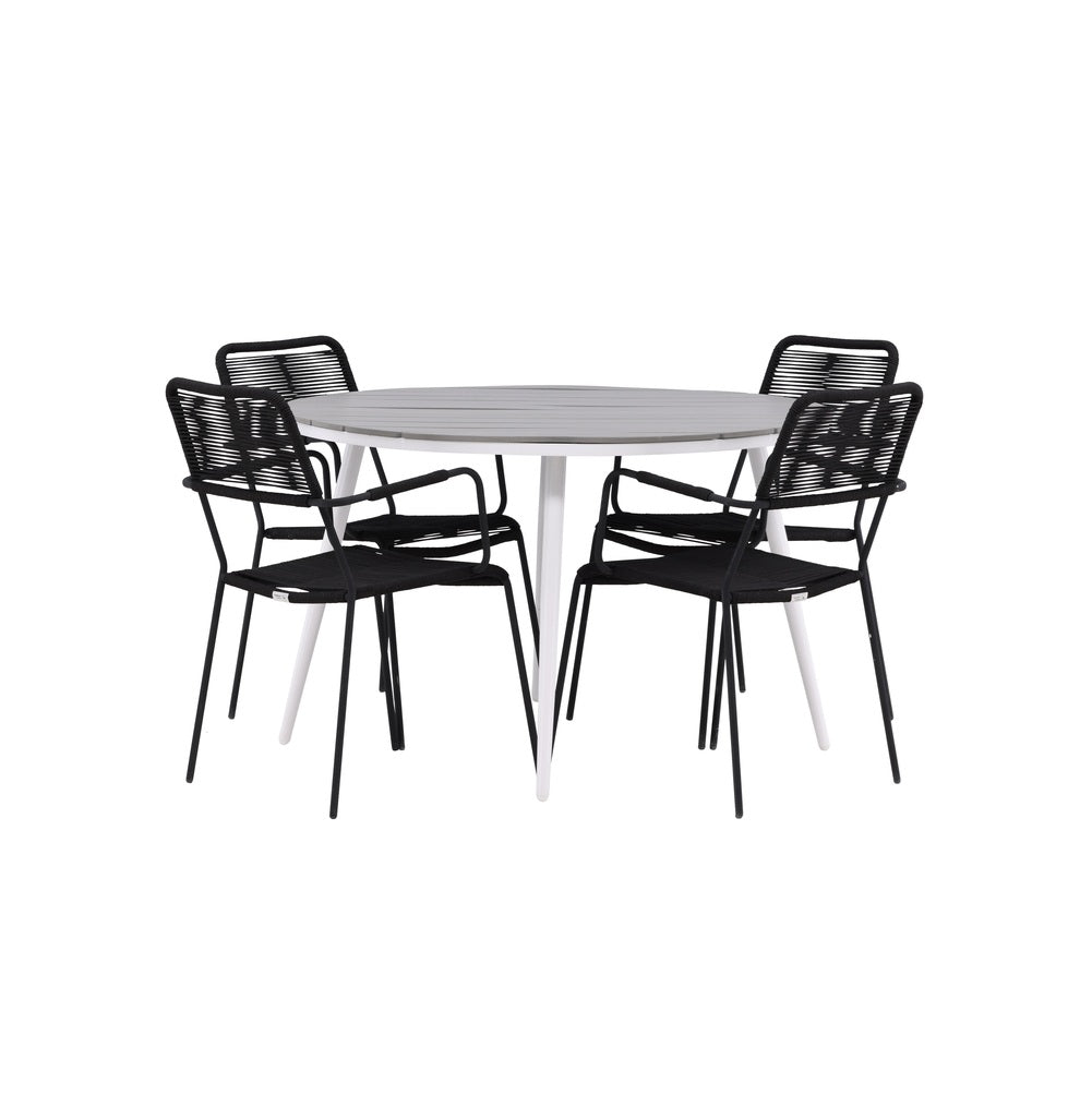 Pause Spisebord Rundt 120ø + Lindos Lenestol Venture Design Spisegruppe