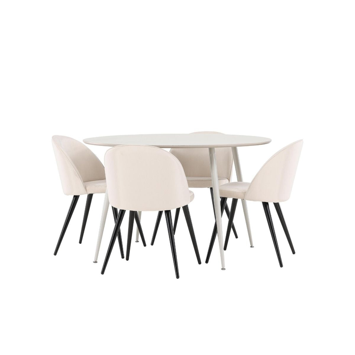Plaza Dining Table with Velvet Dining Chair Venture Design Spisegruppe