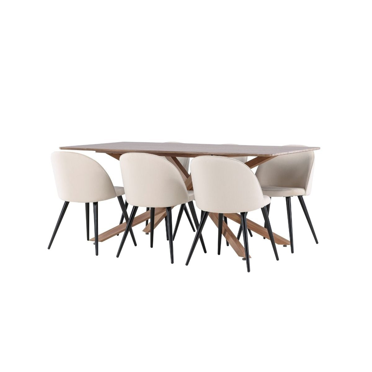 Piazza Dining Table with Velvet Dining Chair Venture Design Spisegruppe