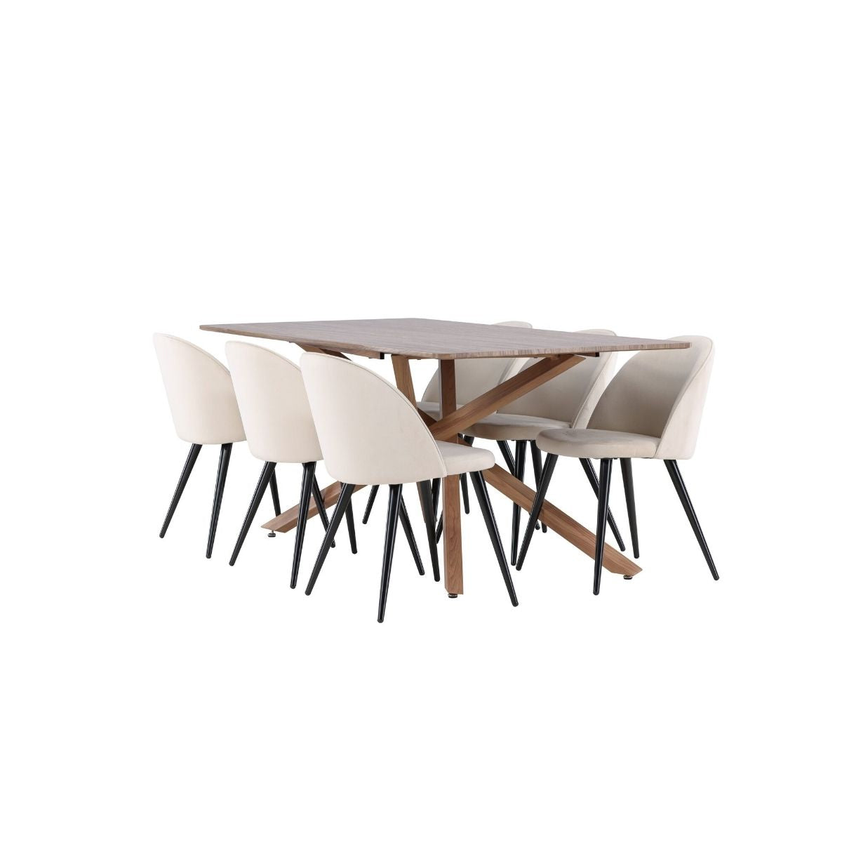 Piazza Dining Table with Velvet Dining Chair Venture Design Spisegruppe