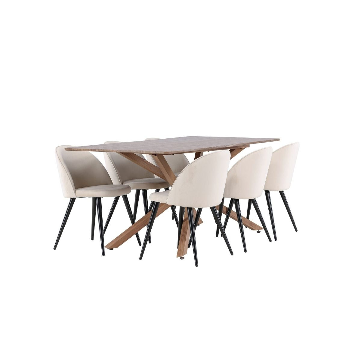 Piazza Dining Table with Velvet Dining Chair Venture Design Spisegruppe