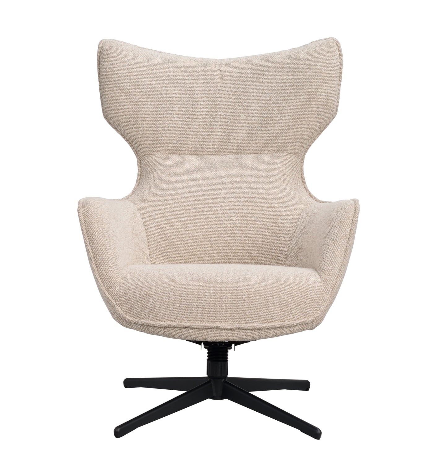 Jenkins lounge chair with foot stool beige fabric/black metal swivel+swing Rowico Sofa stol