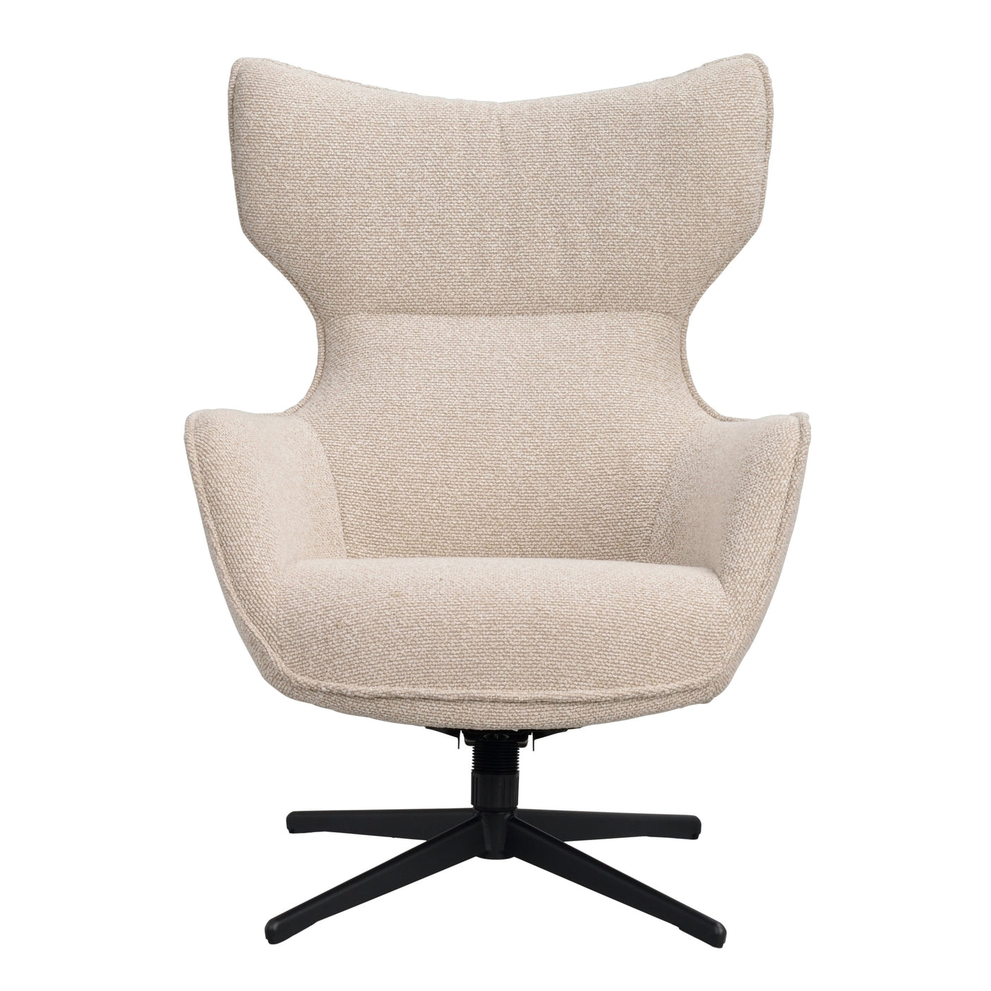 Jenkins lounge chair with foot stool beige fabric/black metal swivel+swing Rowico Sofa stol