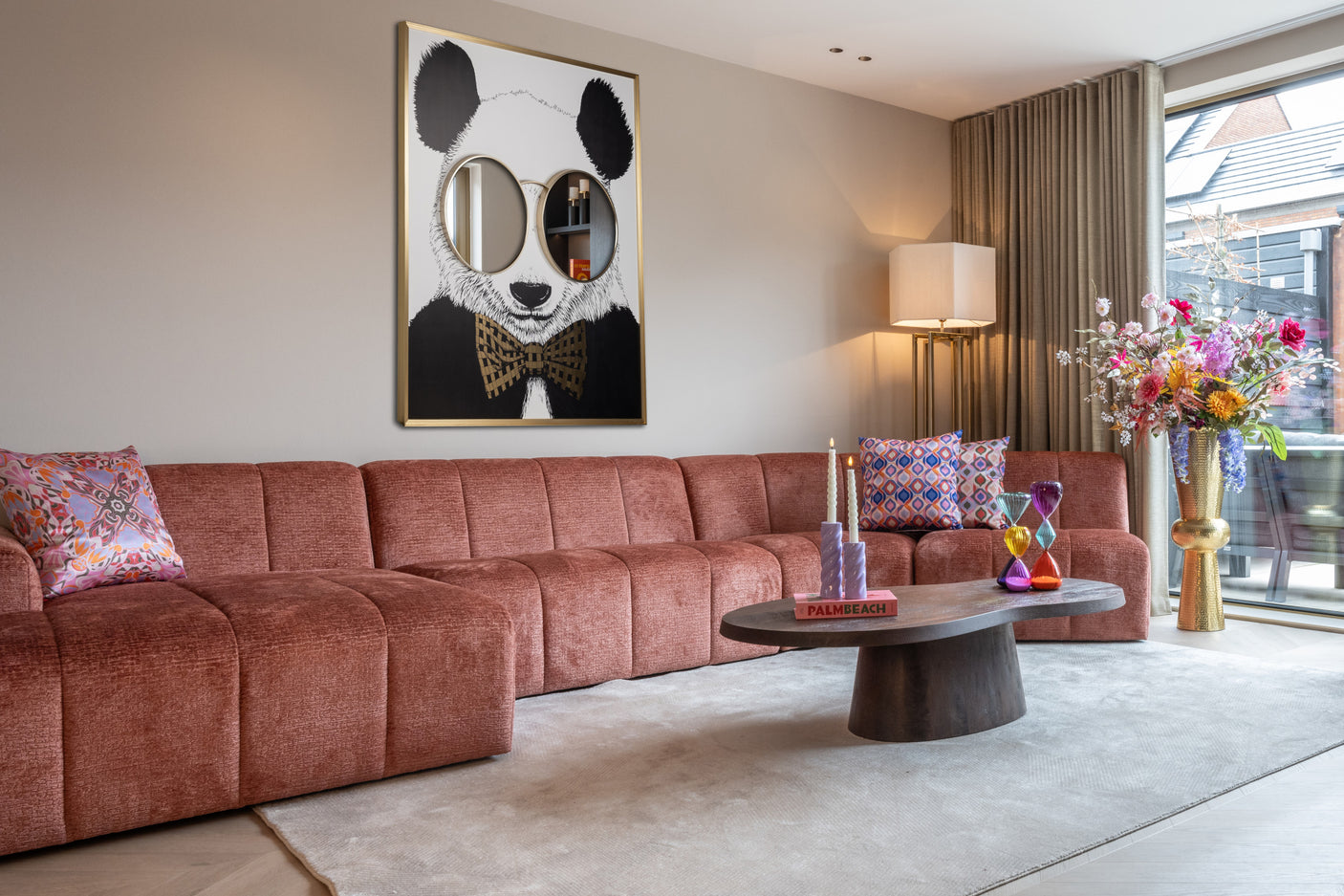 Veggkunst Panda svart/gull Richmond Interiors Bilde