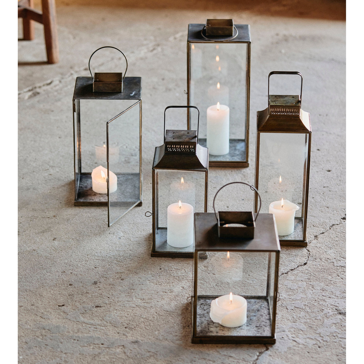 ANTIQUE lamper av jern - h38 cm - gull finish Nordal LANTERNER