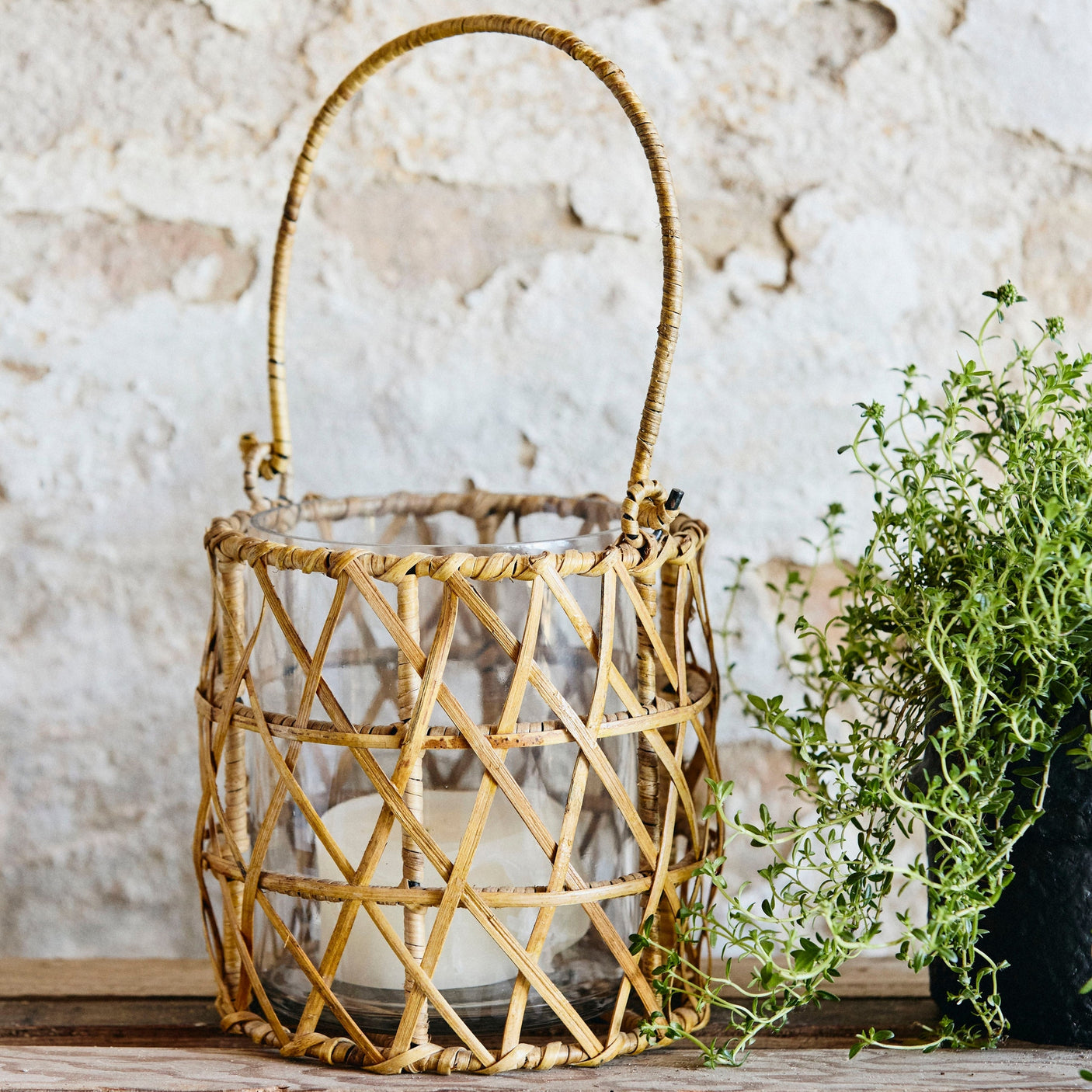 GHIZO sukkerrør lanterne - store - h22 cm - natur Nordal LANTERNER